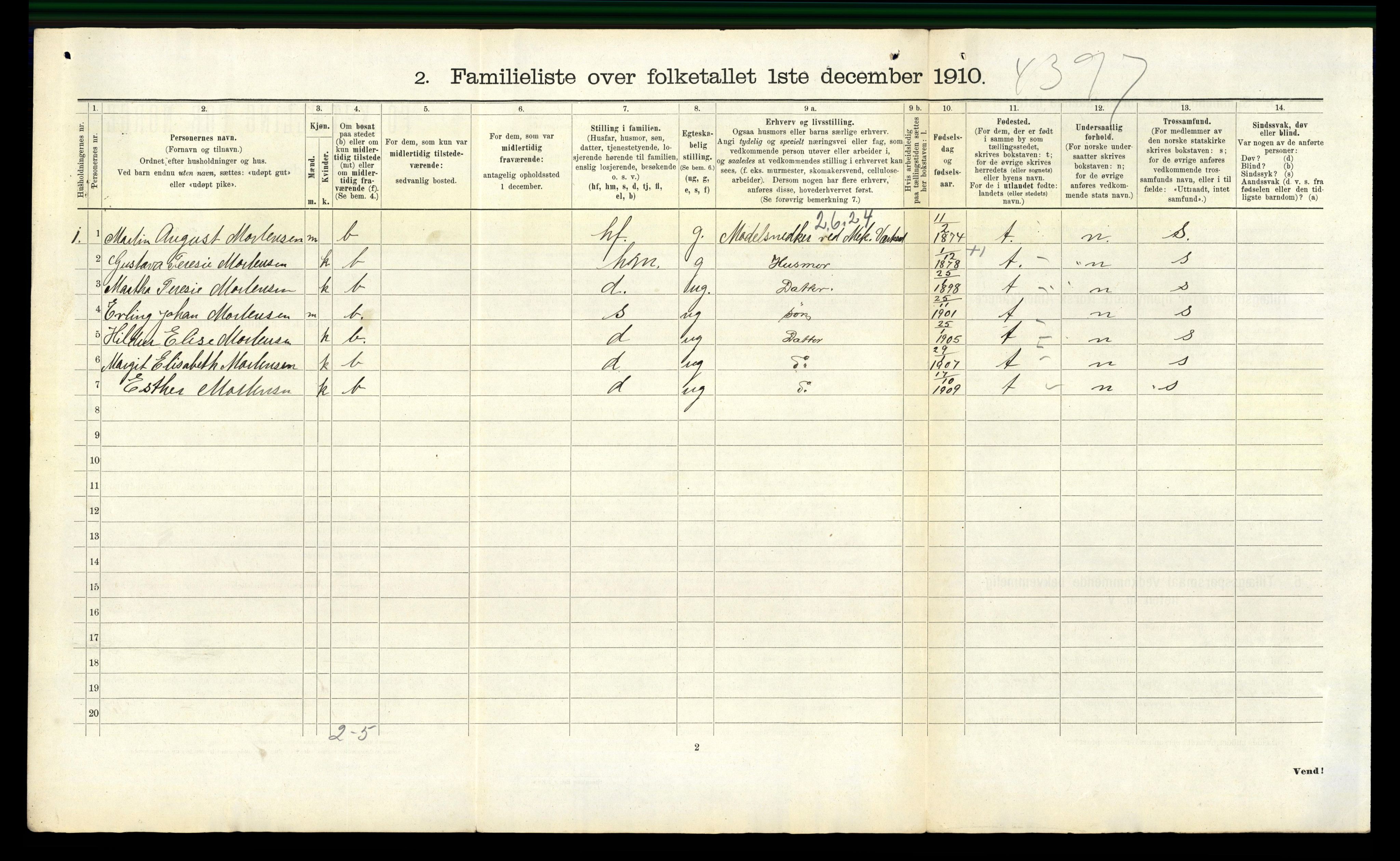 RA, 1910 census for Kristiansand, 1910, p. 9531