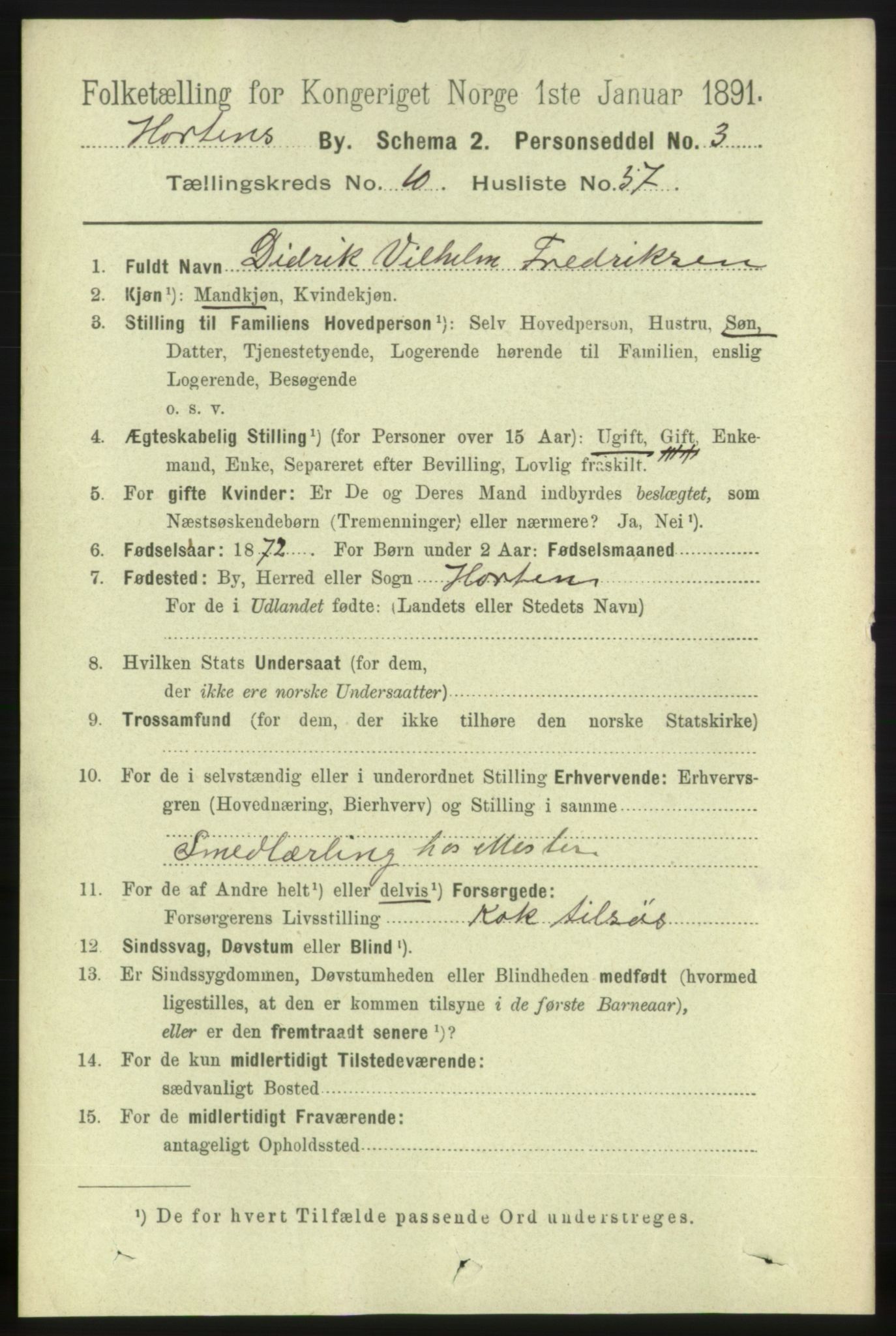 RA, 1891 census for 0703 Horten, 1891, p. 6555