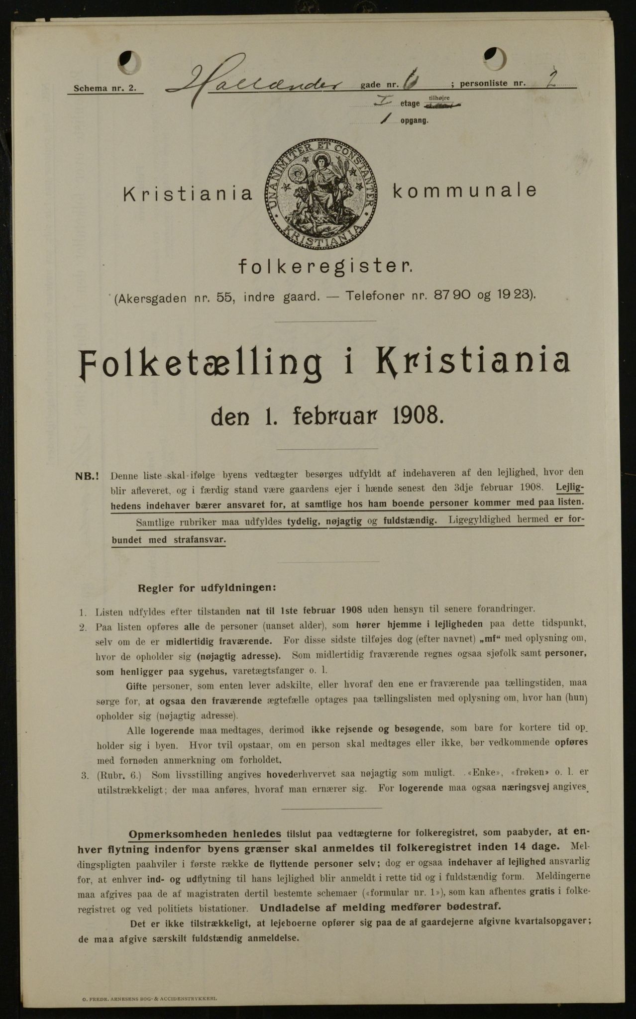 OBA, Municipal Census 1908 for Kristiania, 1908, p. 36665