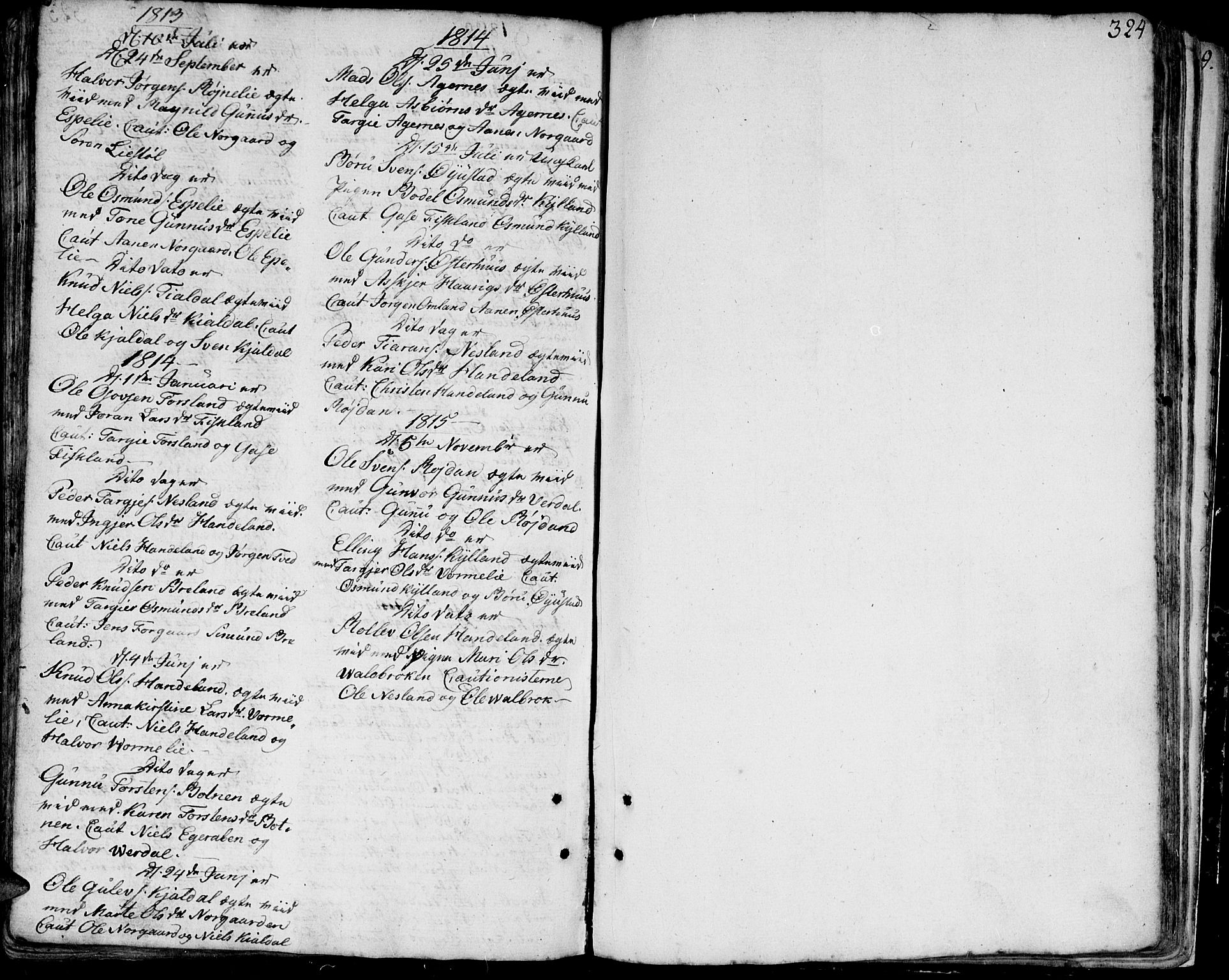 Bjelland sokneprestkontor, SAK/1111-0005/F/Fa/Faa/L0001: Parish register (official) no. A 1 /4, 1793-1815, p. 324