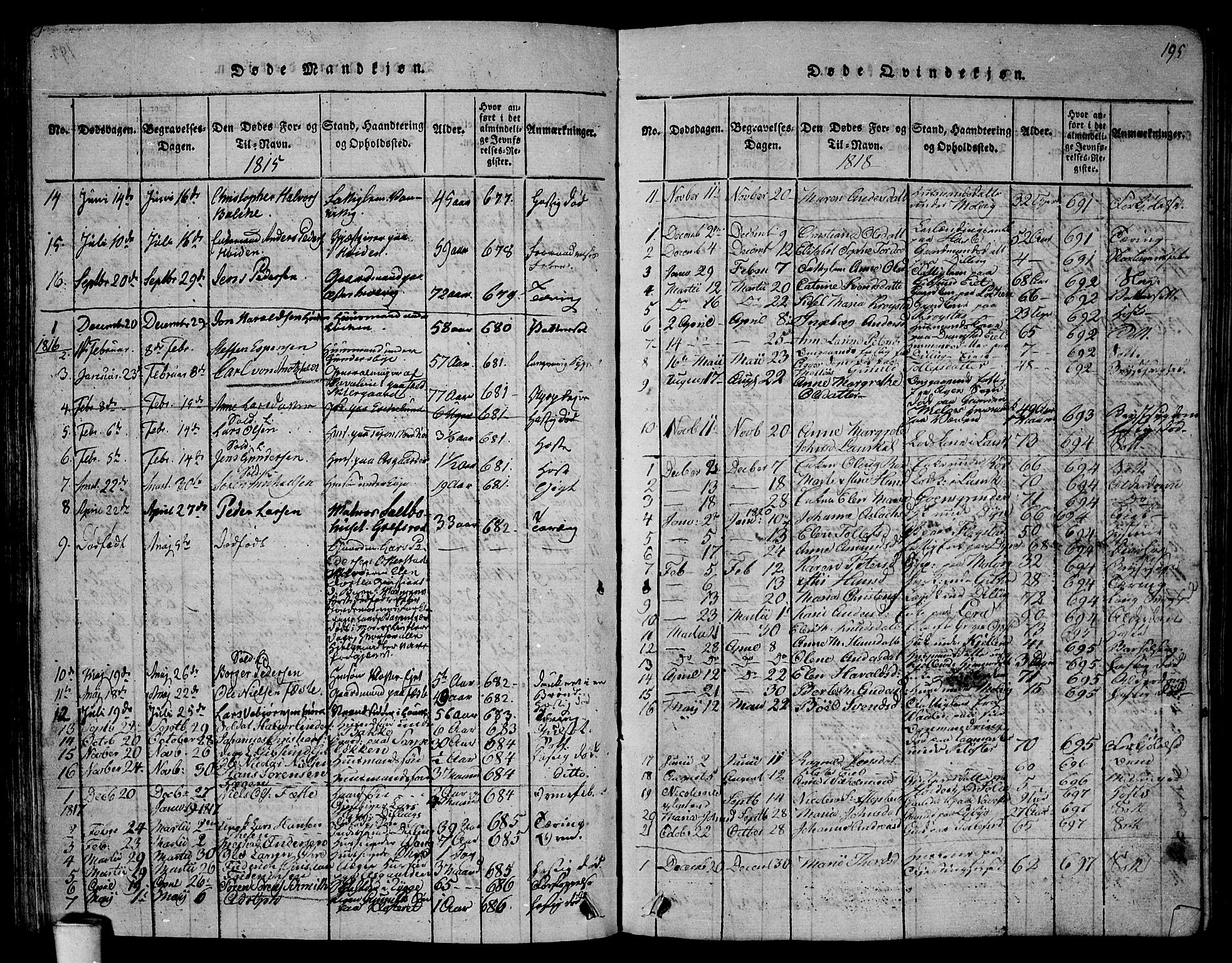 Rygge prestekontor Kirkebøker, SAO/A-10084b/G/Ga/L0001: Parish register (copy) no. 1, 1814-1871, p. 194-195