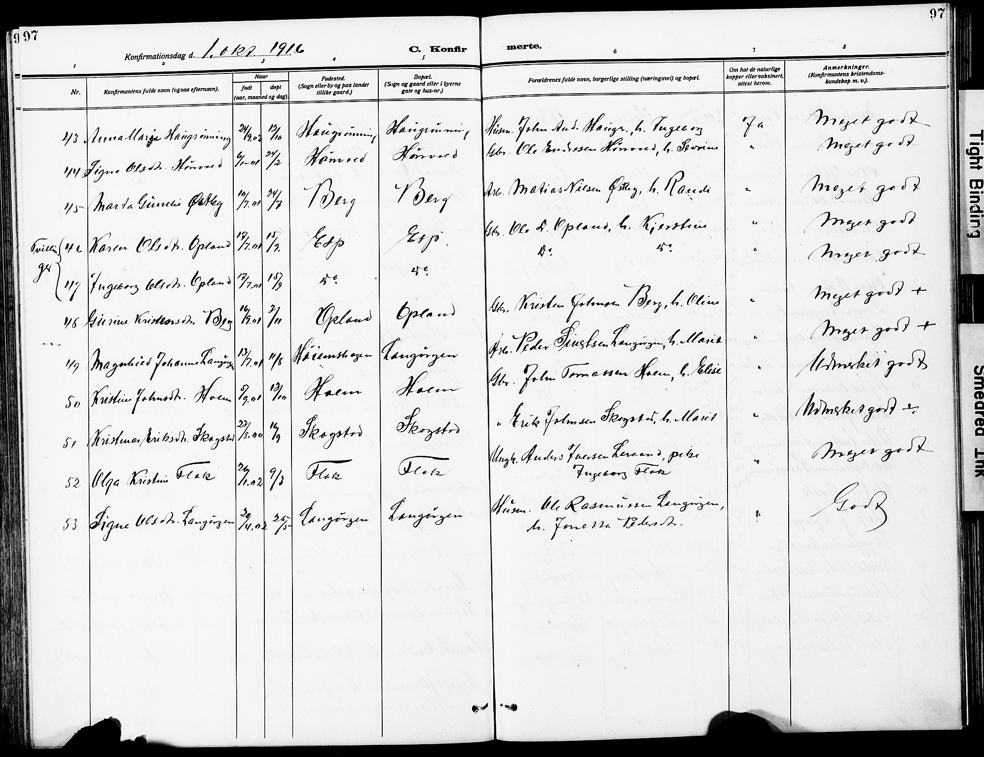 Ministerialprotokoller, klokkerbøker og fødselsregistre - Sør-Trøndelag, AV/SAT-A-1456/612/L0388: Parish register (copy) no. 612C04, 1909-1929, p. 97