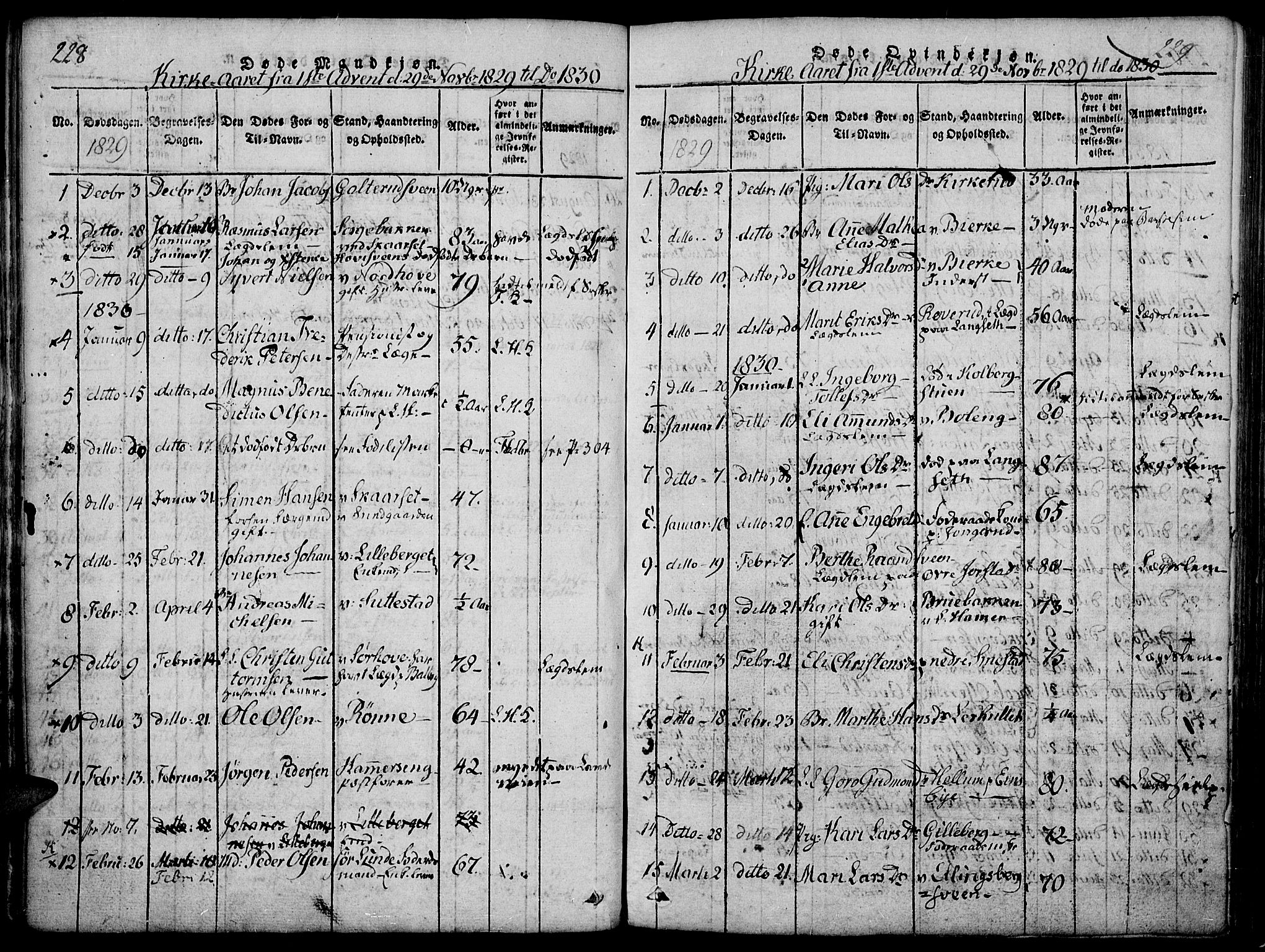 Fåberg prestekontor, AV/SAH-PREST-086/H/Ha/Haa/L0003: Parish register (official) no. 3, 1818-1833, p. 228-229