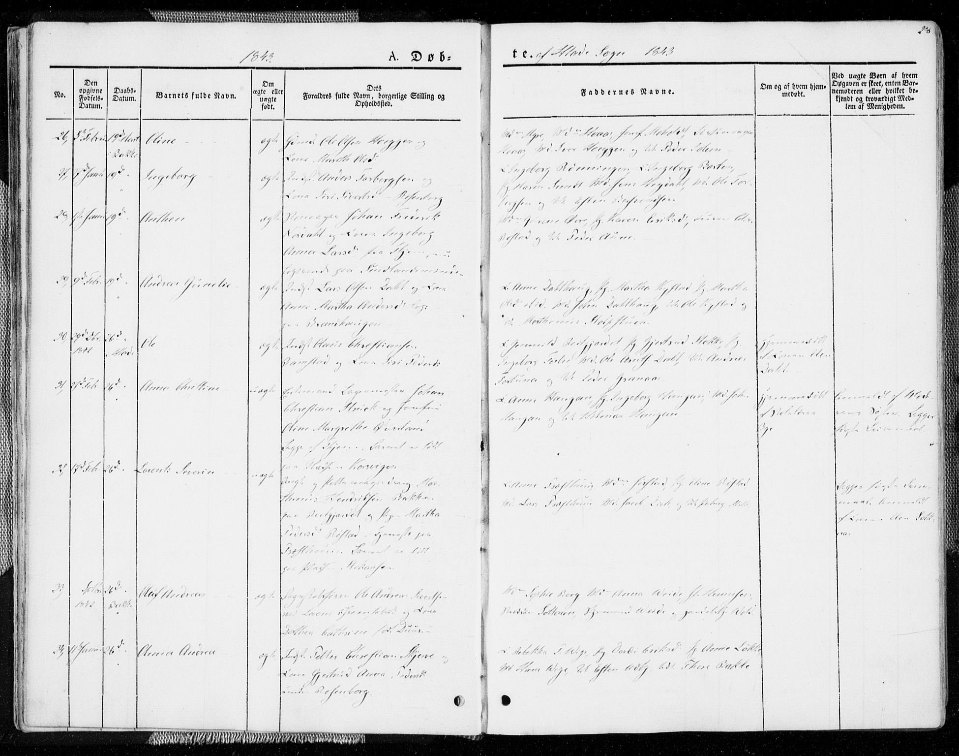 Ministerialprotokoller, klokkerbøker og fødselsregistre - Sør-Trøndelag, AV/SAT-A-1456/606/L0290: Parish register (official) no. 606A05, 1841-1847, p. 28