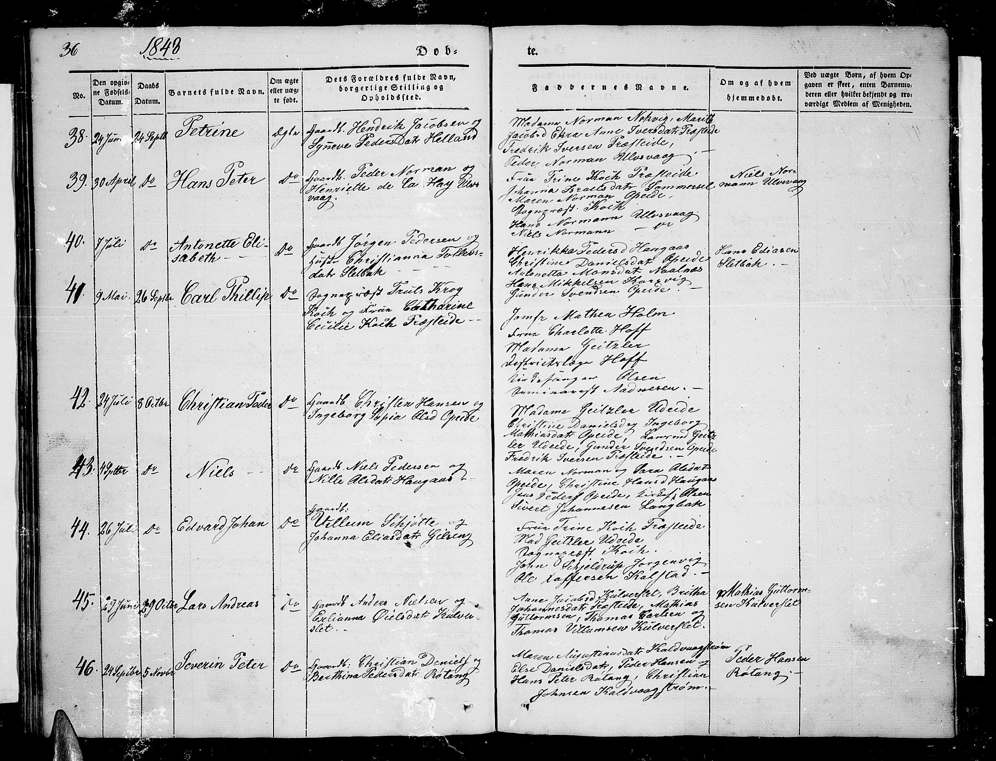 Ministerialprotokoller, klokkerbøker og fødselsregistre - Nordland, AV/SAT-A-1459/859/L0856: Parish register (copy) no. 859C02, 1843-1854, p. 36