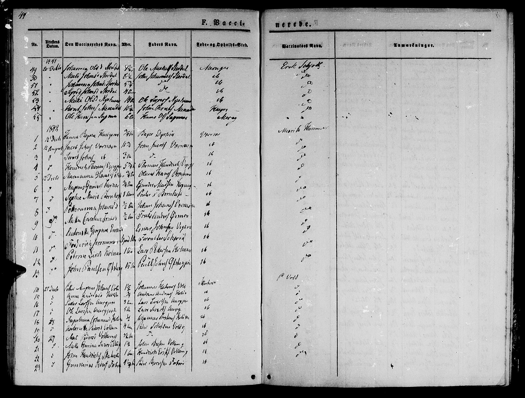 Ministerialprotokoller, klokkerbøker og fødselsregistre - Nord-Trøndelag, AV/SAT-A-1458/709/L0073: Parish register (official) no. 709A13, 1841-1844, p. 44