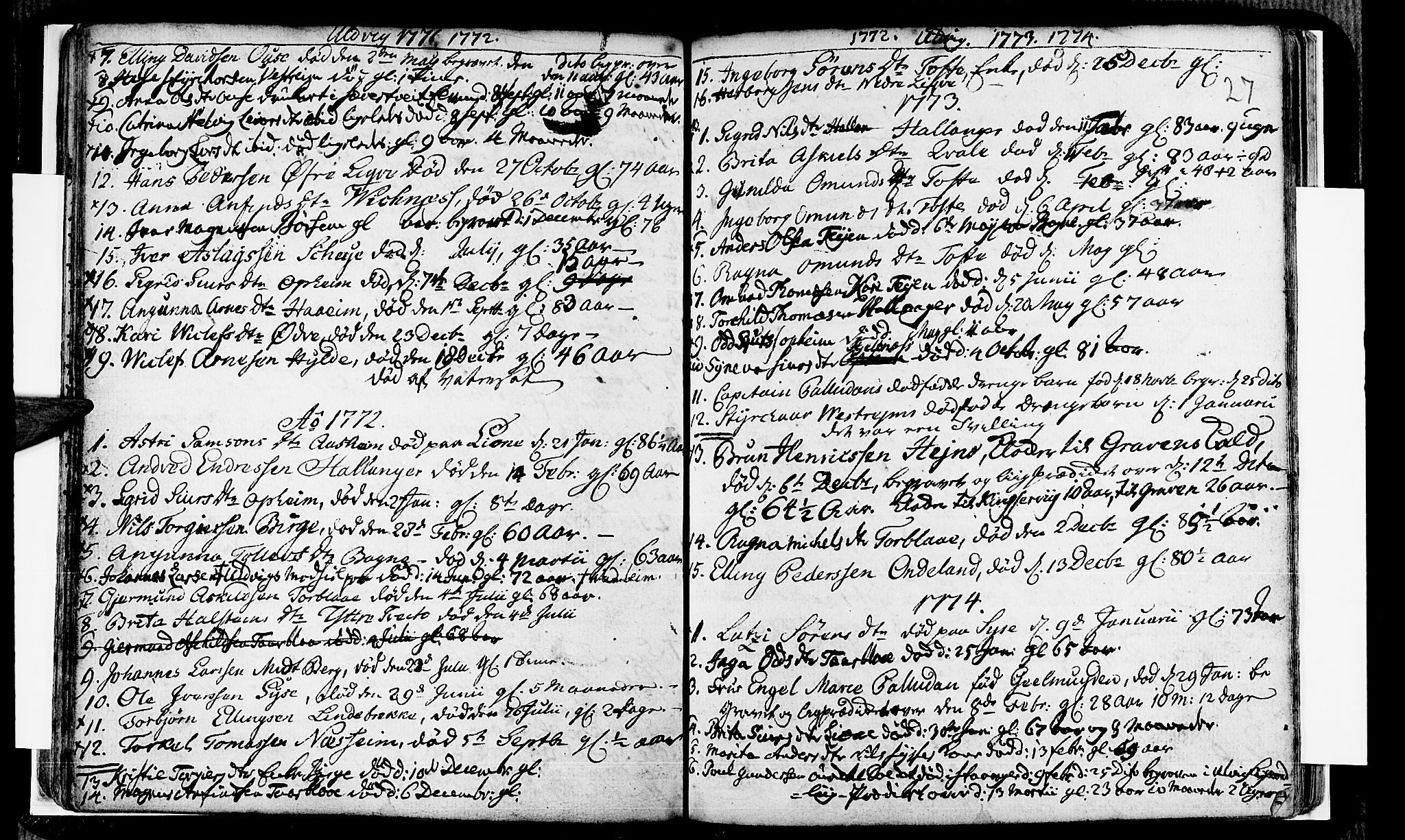 Ulvik sokneprestembete, SAB/A-78801/H/Haa: Parish register (official) no. A 8, 1743-1792, p. 27