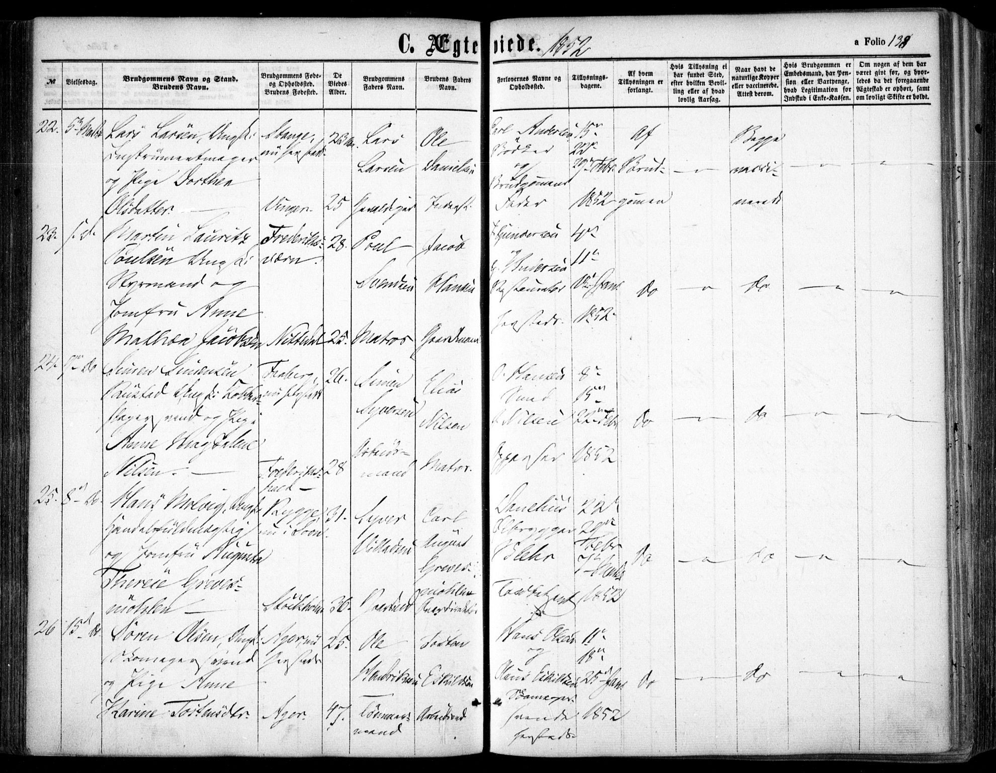 Oslo domkirke Kirkebøker, SAO/A-10752/F/Fa/L0020: Parish register (official) no. 20, 1848-1865, p. 138