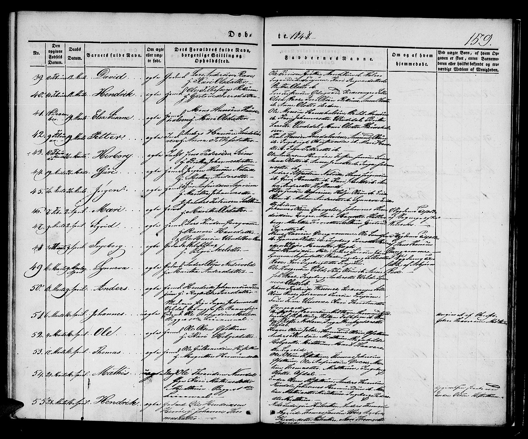 Lærdal sokneprestembete, SAB/A-81201: Parish register (official) no. A 6, 1835-1849, p. 159