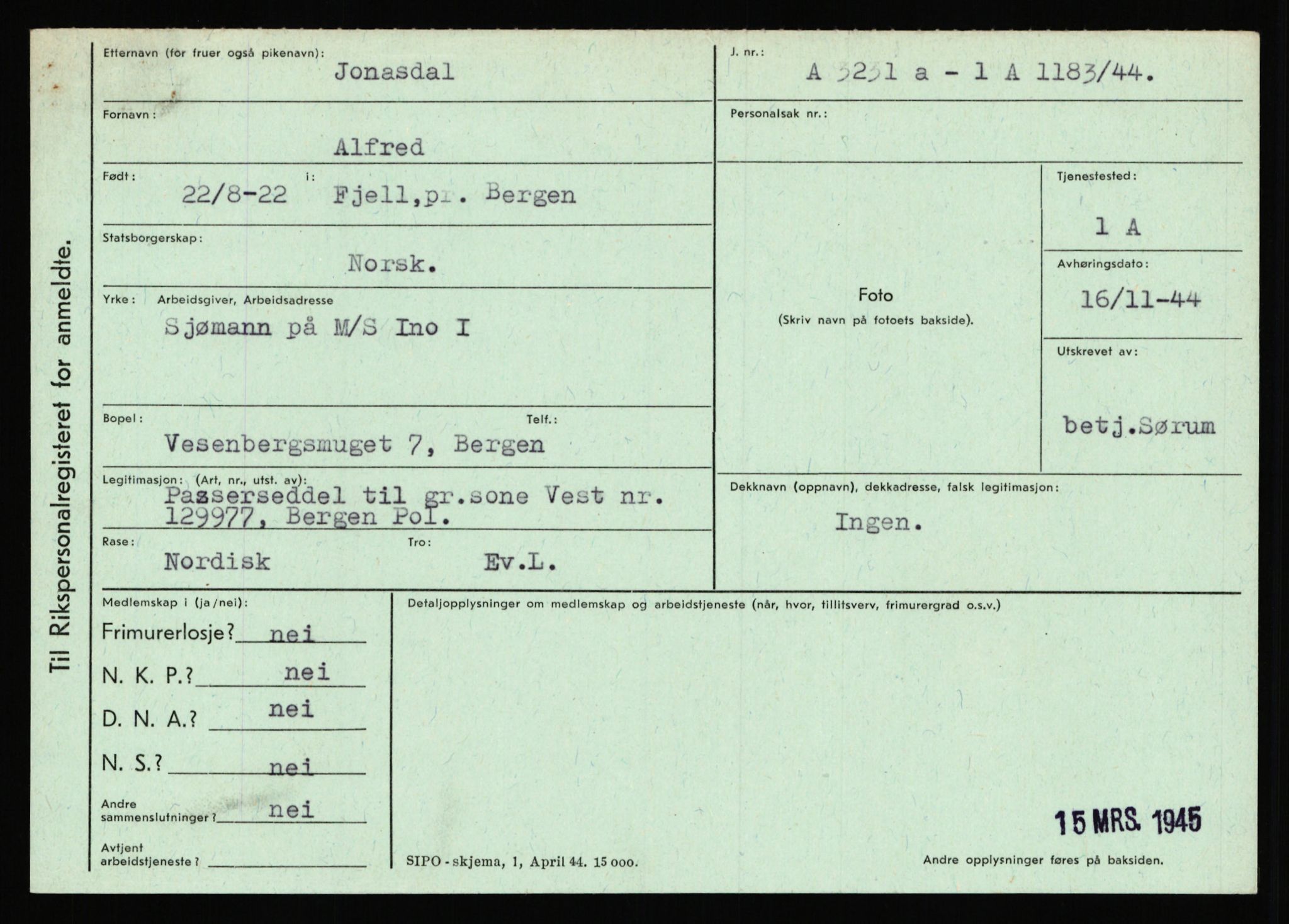 Statspolitiet - Hovedkontoret / Osloavdelingen, AV/RA-S-1329/C/Ca/L0008: Johan(nes)sen - Knoph, 1943-1945, p. 2372