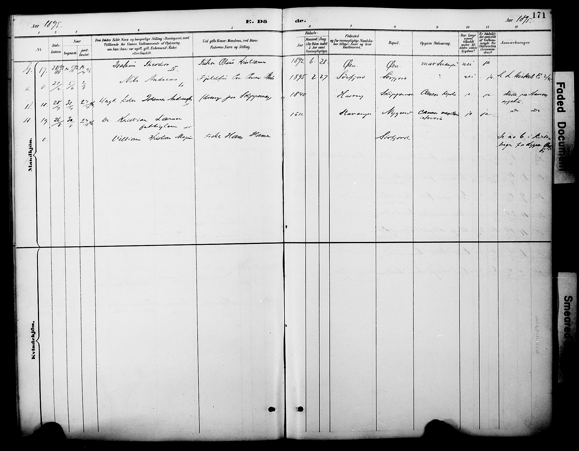 Loppa sokneprestkontor, AV/SATØ-S-1339/H/Ha/L0008kirke: Parish register (official) no. 8, 1889-1907, p. 171