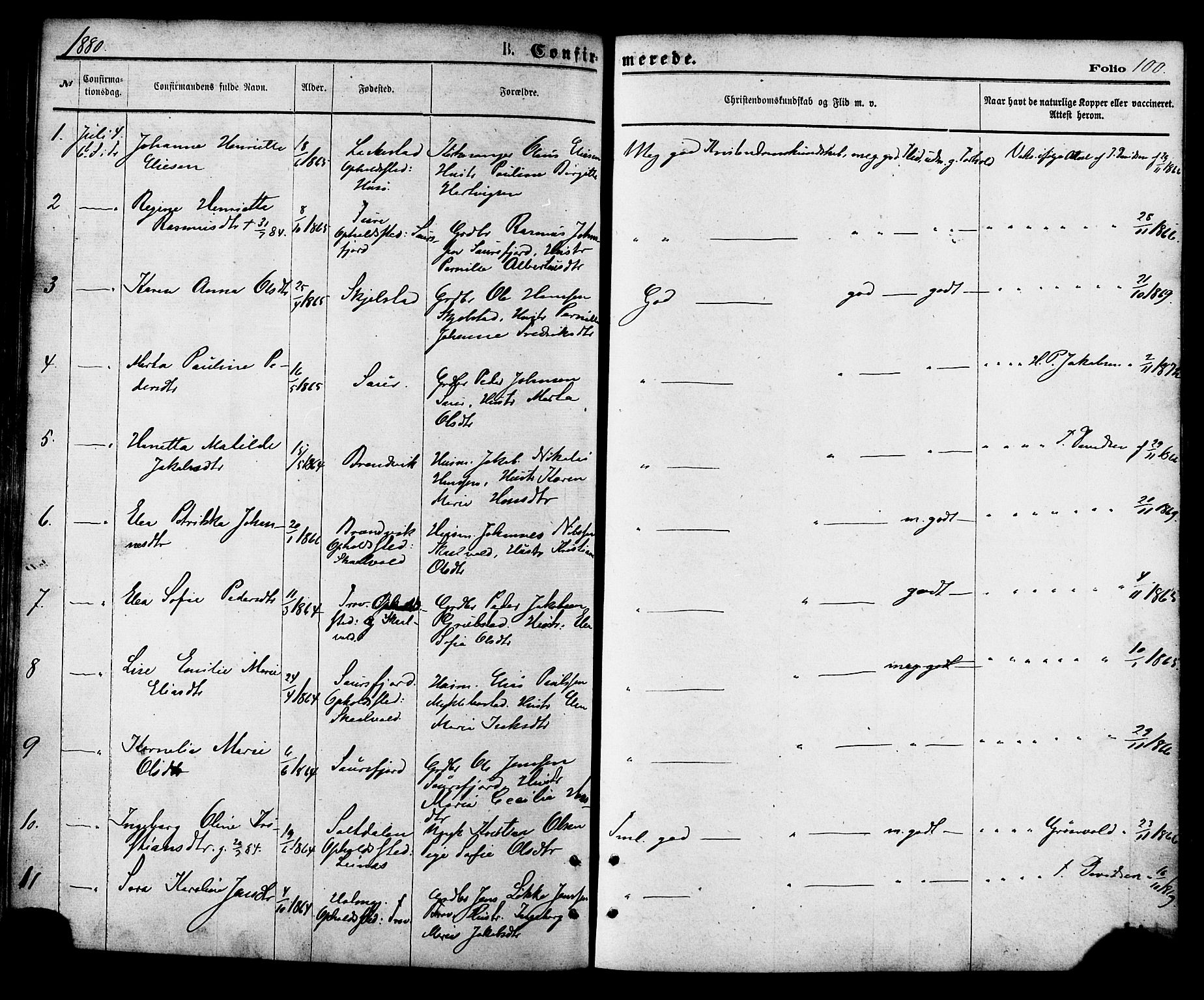 Ministerialprotokoller, klokkerbøker og fødselsregistre - Nordland, AV/SAT-A-1459/857/L0821: Parish register (official) no. 857A01, 1875-1889, p. 100