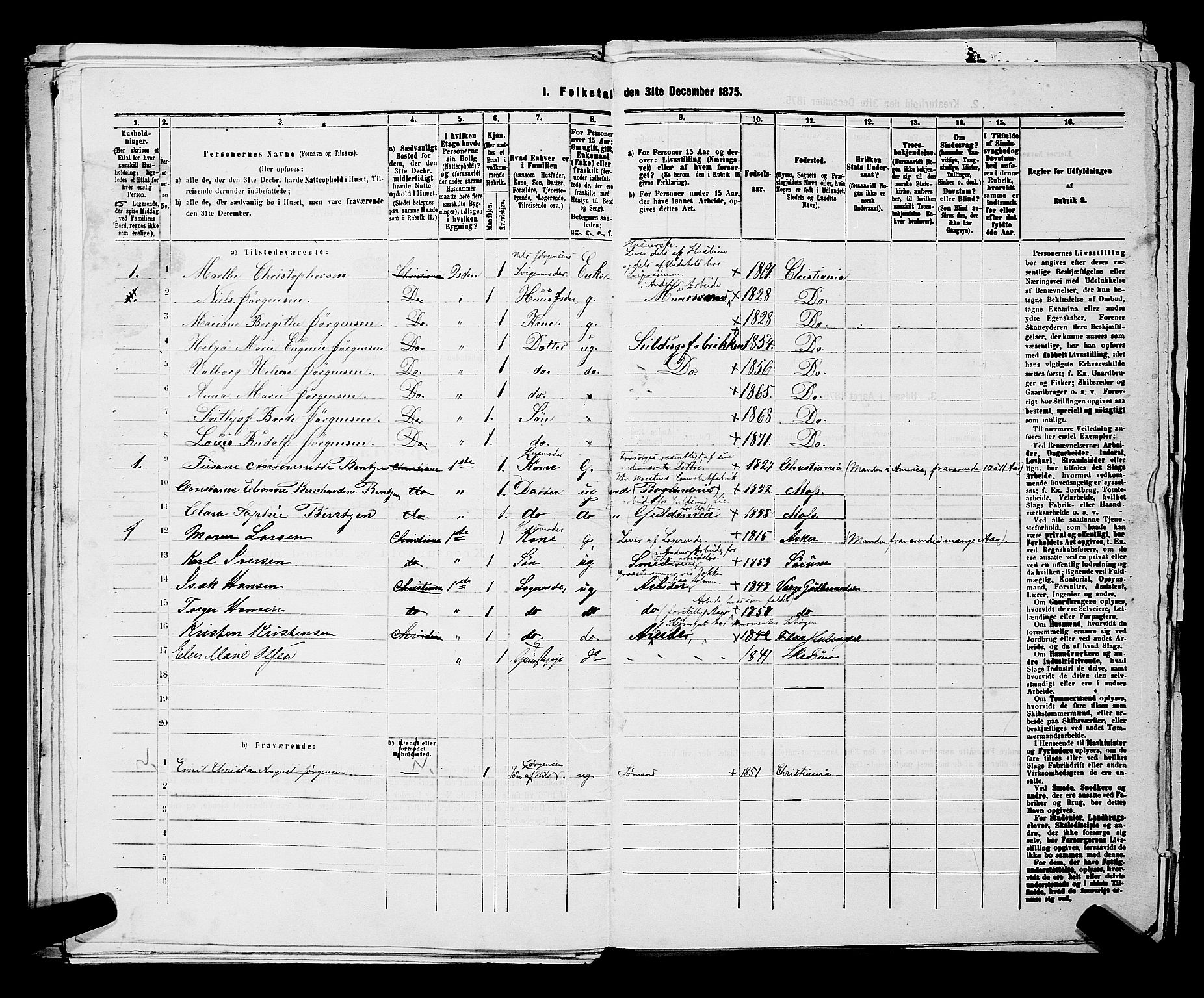 RA, 1875 census for 0301 Kristiania, 1875, p. 5225