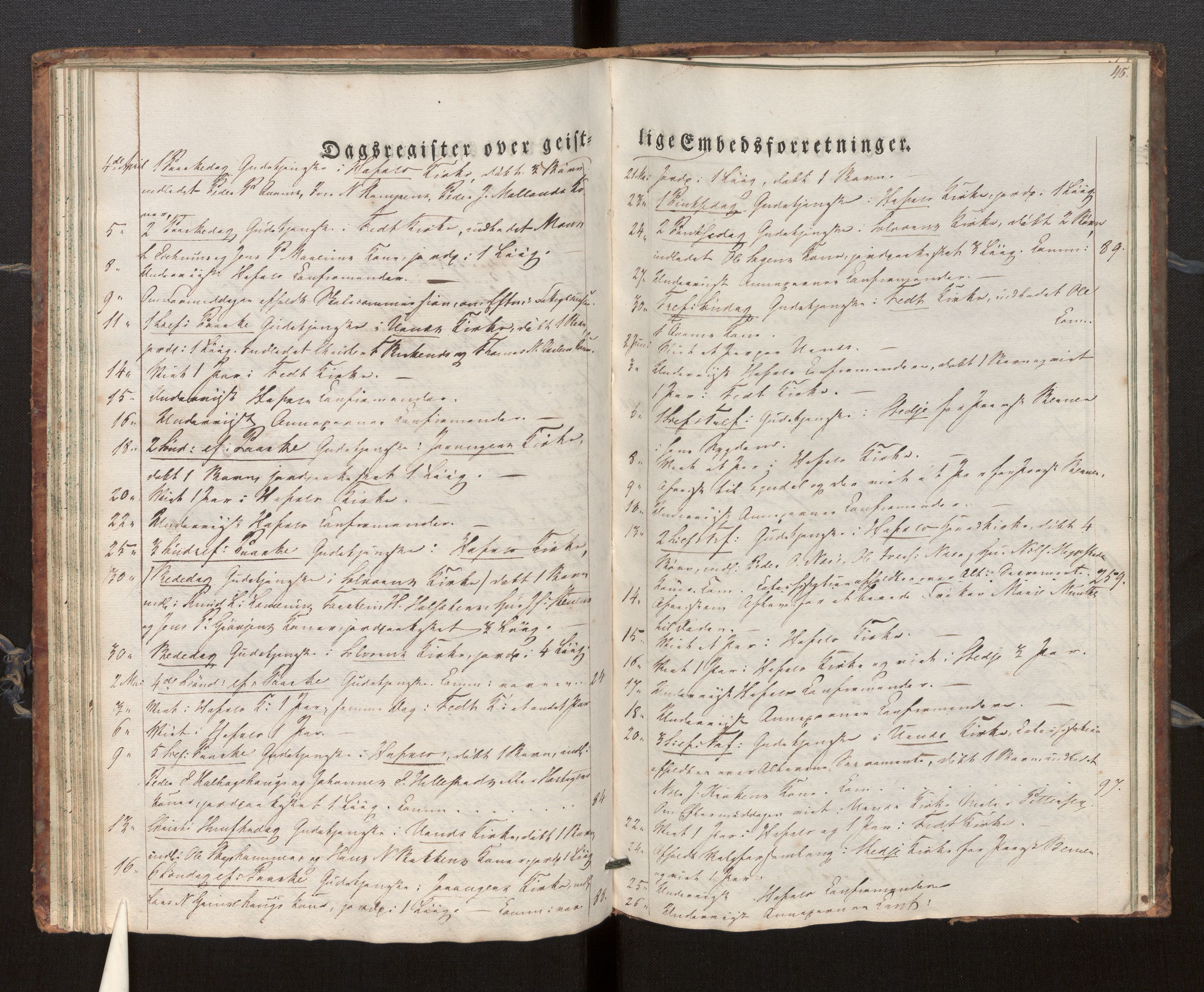 Hafslo sokneprestembete, AV/SAB-A-80301/H/Haa/Haaf/L0001: Diary records no. F 1, 1834-1854, p. 45