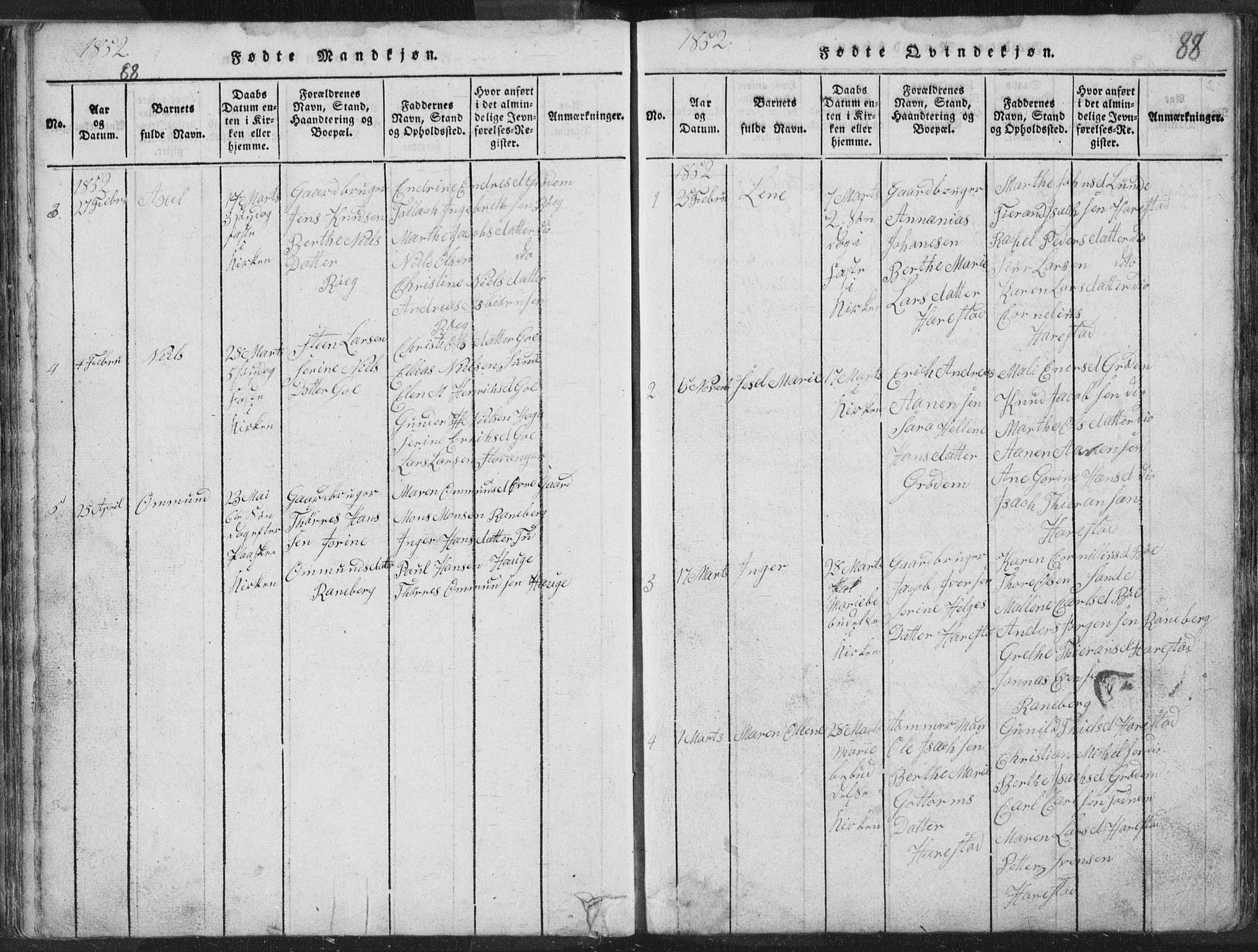 Hetland sokneprestkontor, SAST/A-101826/30/30BA/L0001: Parish register (official) no. A 1, 1816-1856, p. 88