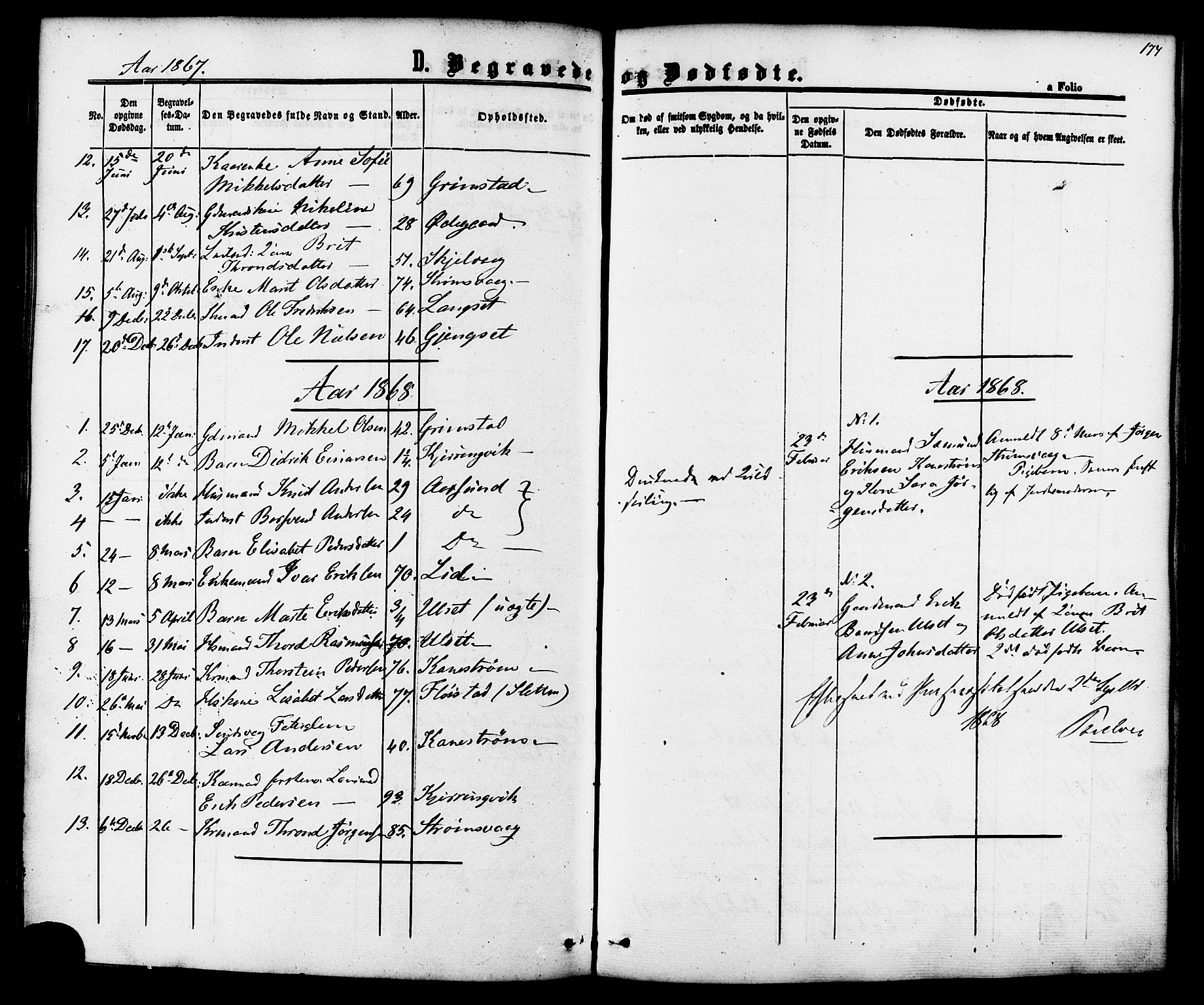 Ministerialprotokoller, klokkerbøker og fødselsregistre - Møre og Romsdal, AV/SAT-A-1454/587/L0999: Parish register (official) no. 587A01, 1864-1886, p. 174