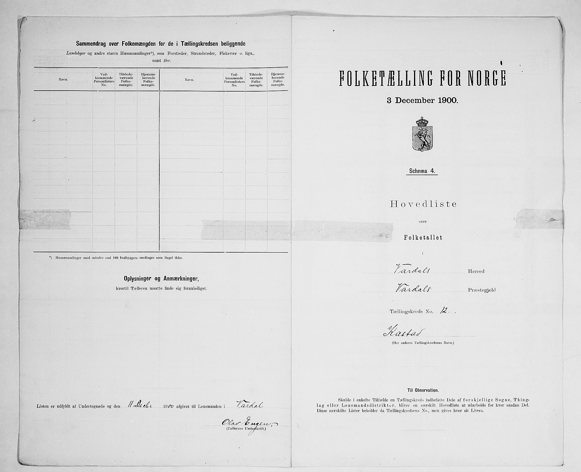 SAH, 1900 census for Vardal, 1900, p. 40