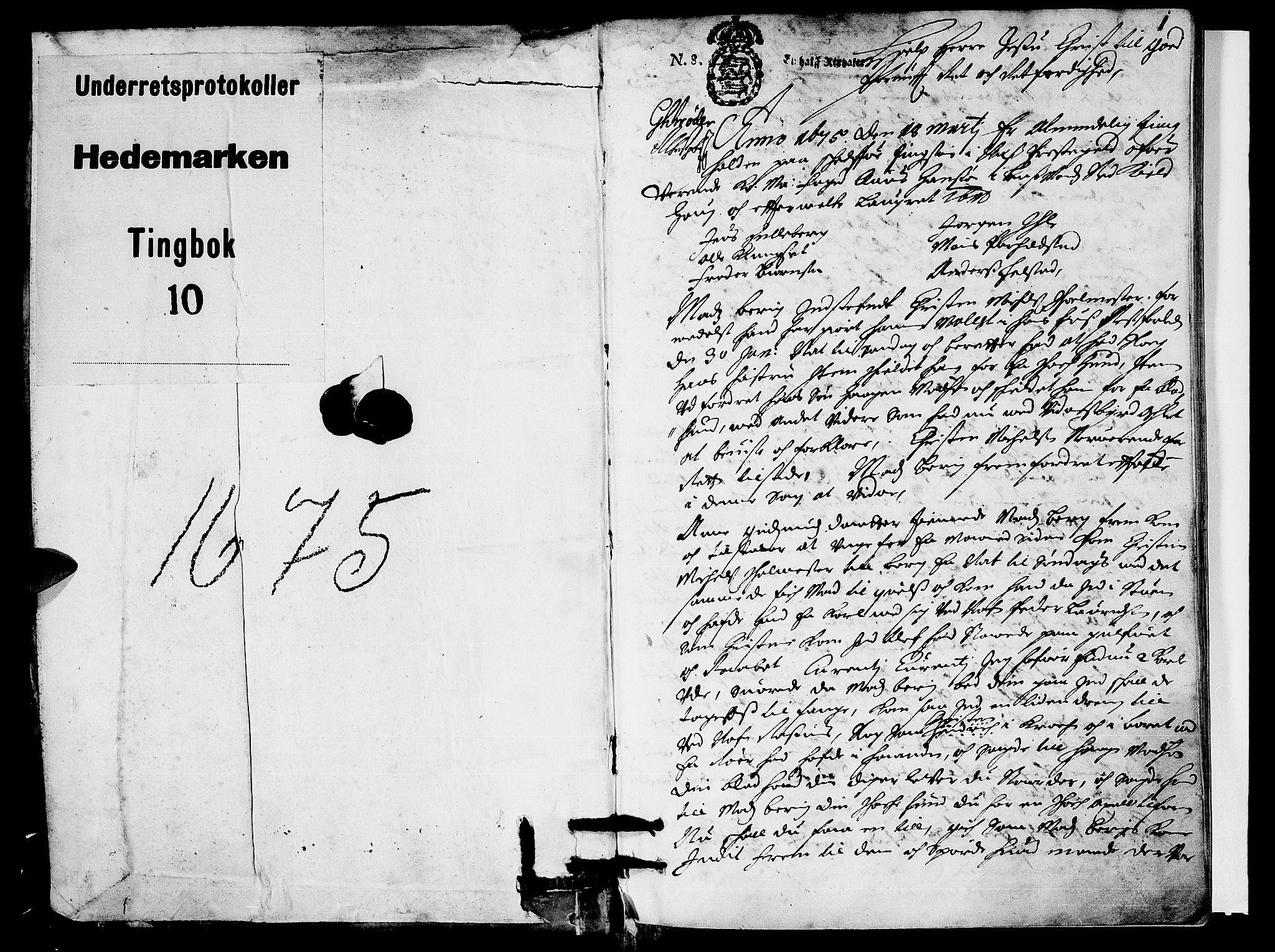 Hedemarken sorenskriveri, SAH/TING-034/G/Gb/L0011: Tingbok, 1675-1676, p. 0b-1a