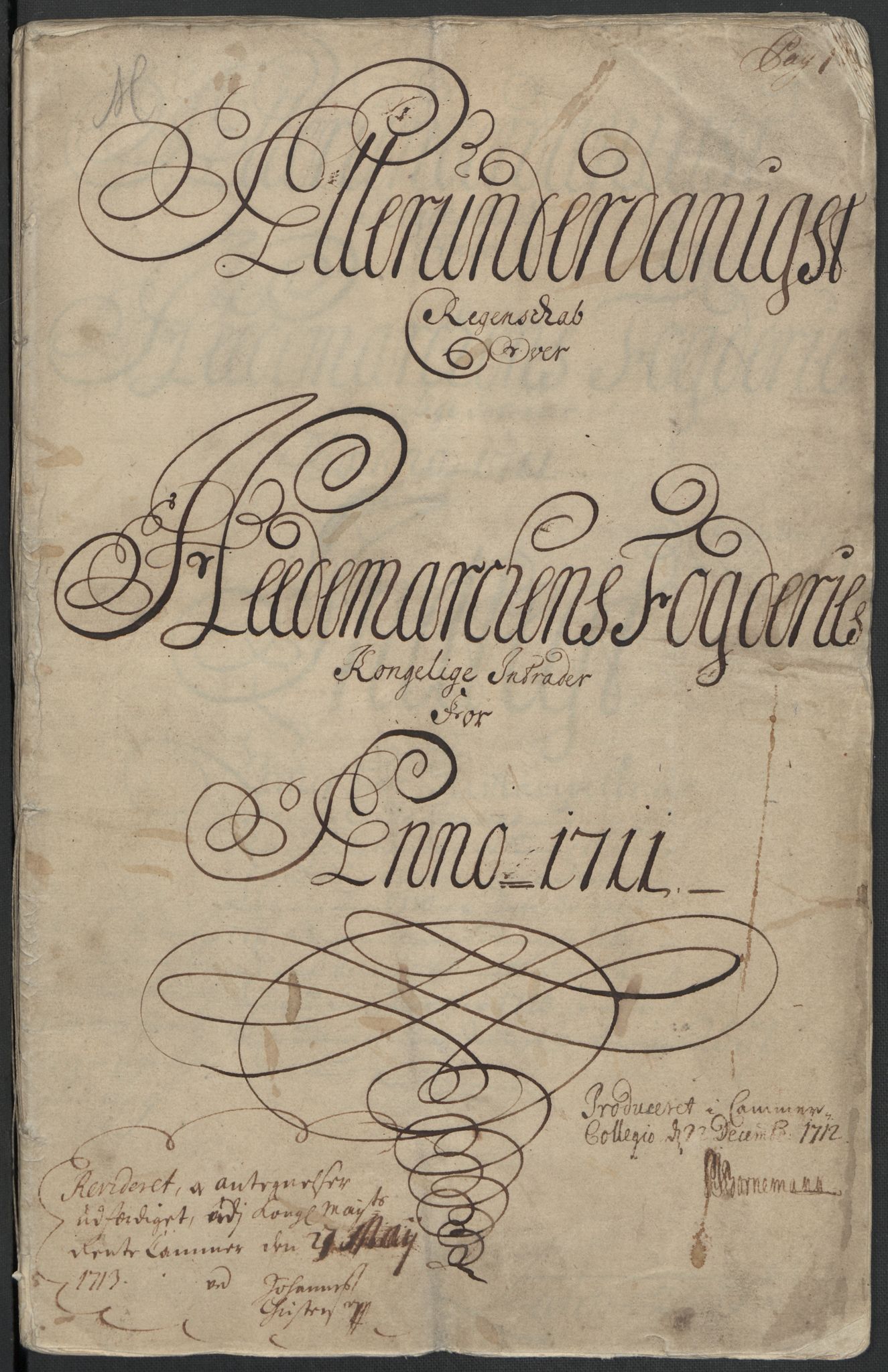 Rentekammeret inntil 1814, Reviderte regnskaper, Fogderegnskap, RA/EA-4092/R16/L1047: Fogderegnskap Hedmark, 1711, p. 3