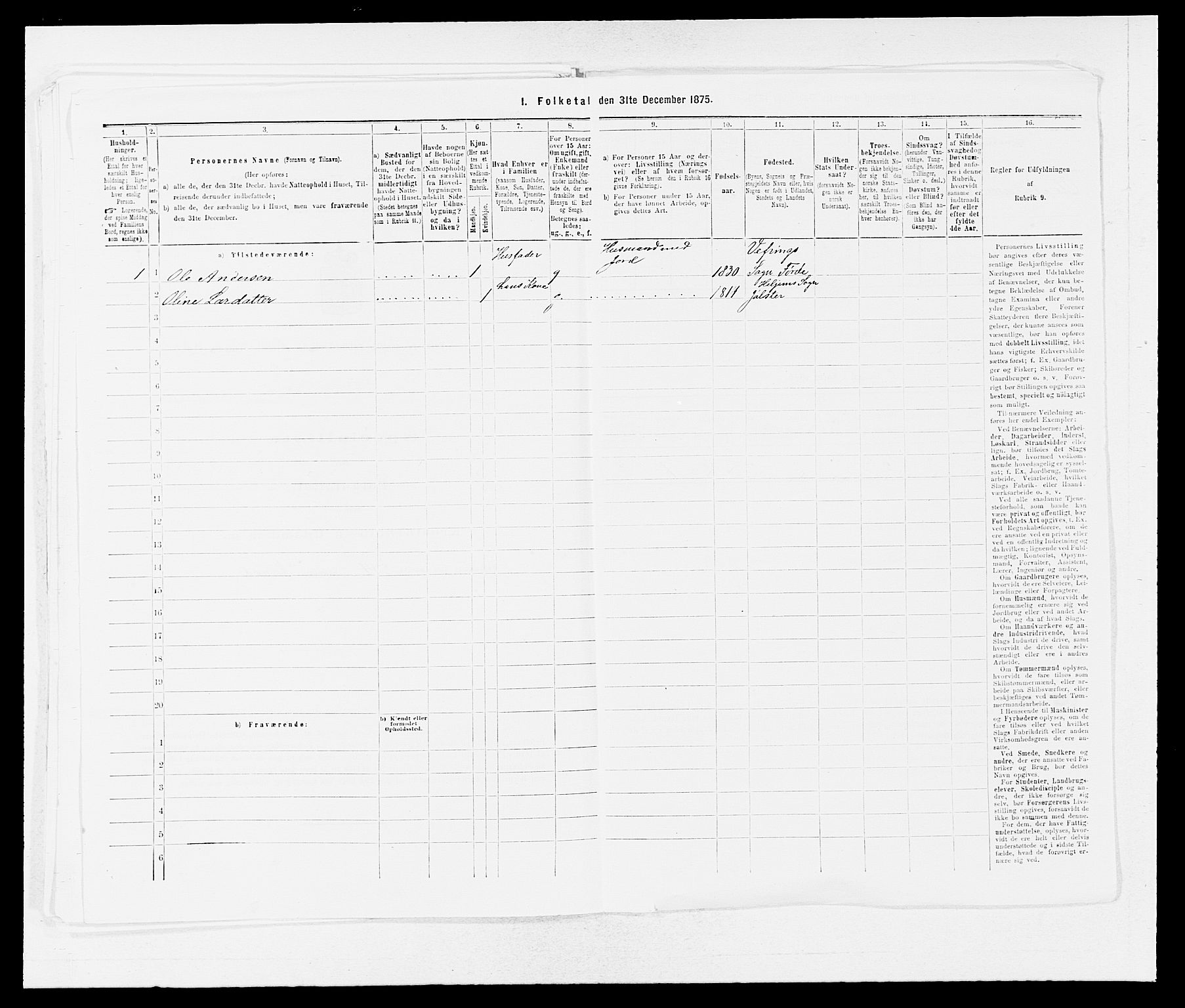 SAB, 1875 census for 1432P Førde, 1875, p. 1794