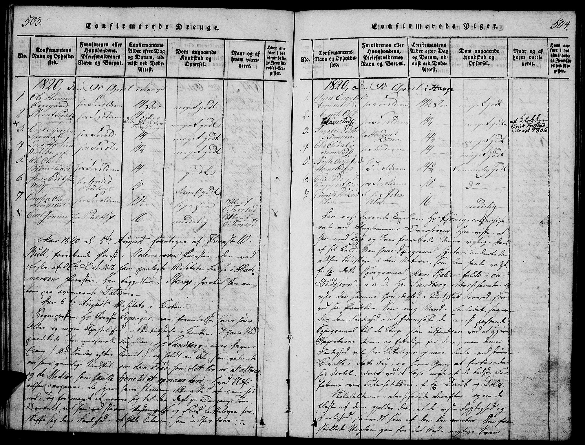 Stange prestekontor, AV/SAH-PREST-002/K/L0008: Parish register (official) no. 8, 1814-1825, p. 503-504