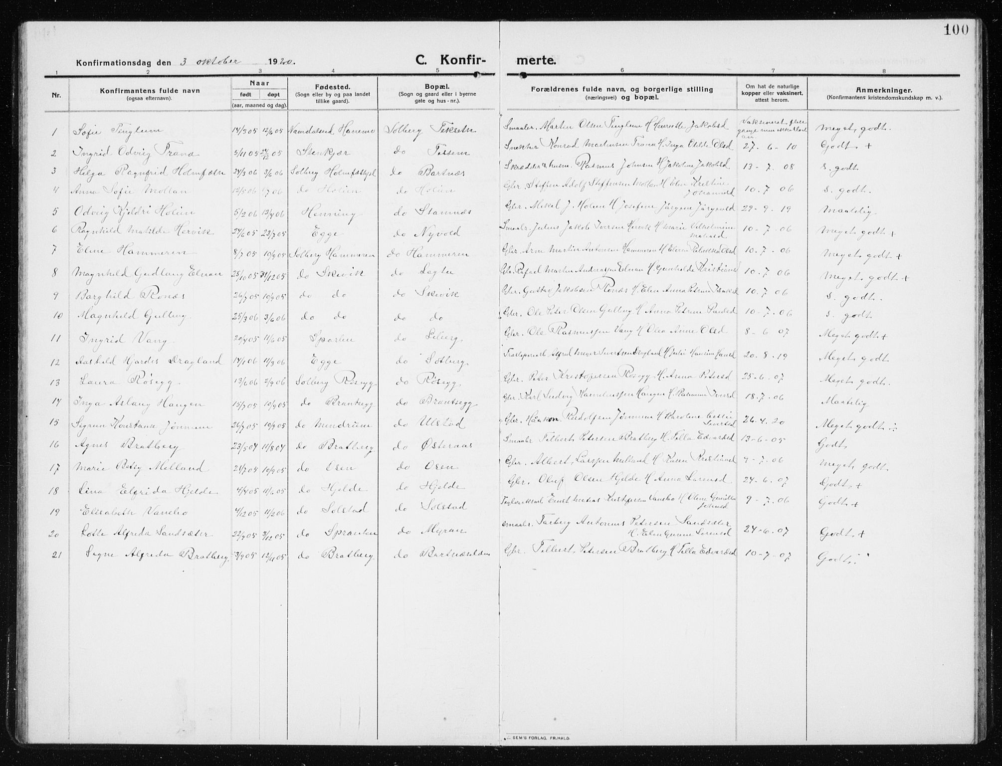 Ministerialprotokoller, klokkerbøker og fødselsregistre - Nord-Trøndelag, SAT/A-1458/741/L0402: Parish register (copy) no. 741C03, 1911-1926, p. 100