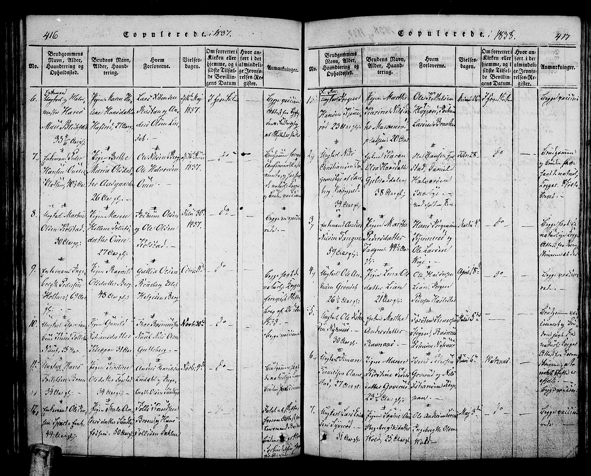 Hof kirkebøker, SAKO/A-64/F/Fa/L0004: Parish register (official) no. I 4, 1814-1843, p. 416-417