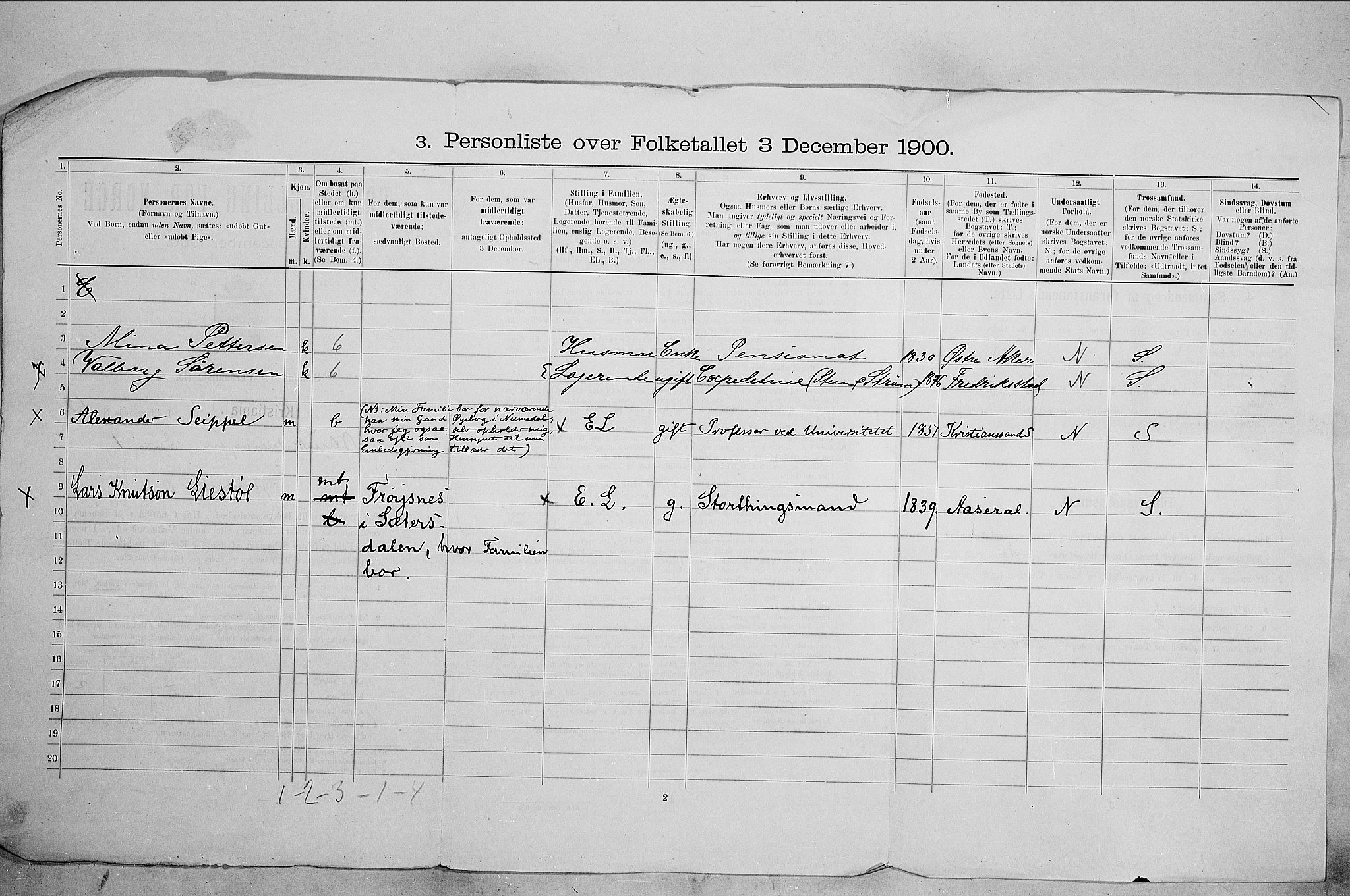 SAO, 1900 census for Kristiania, 1900, p. 60564