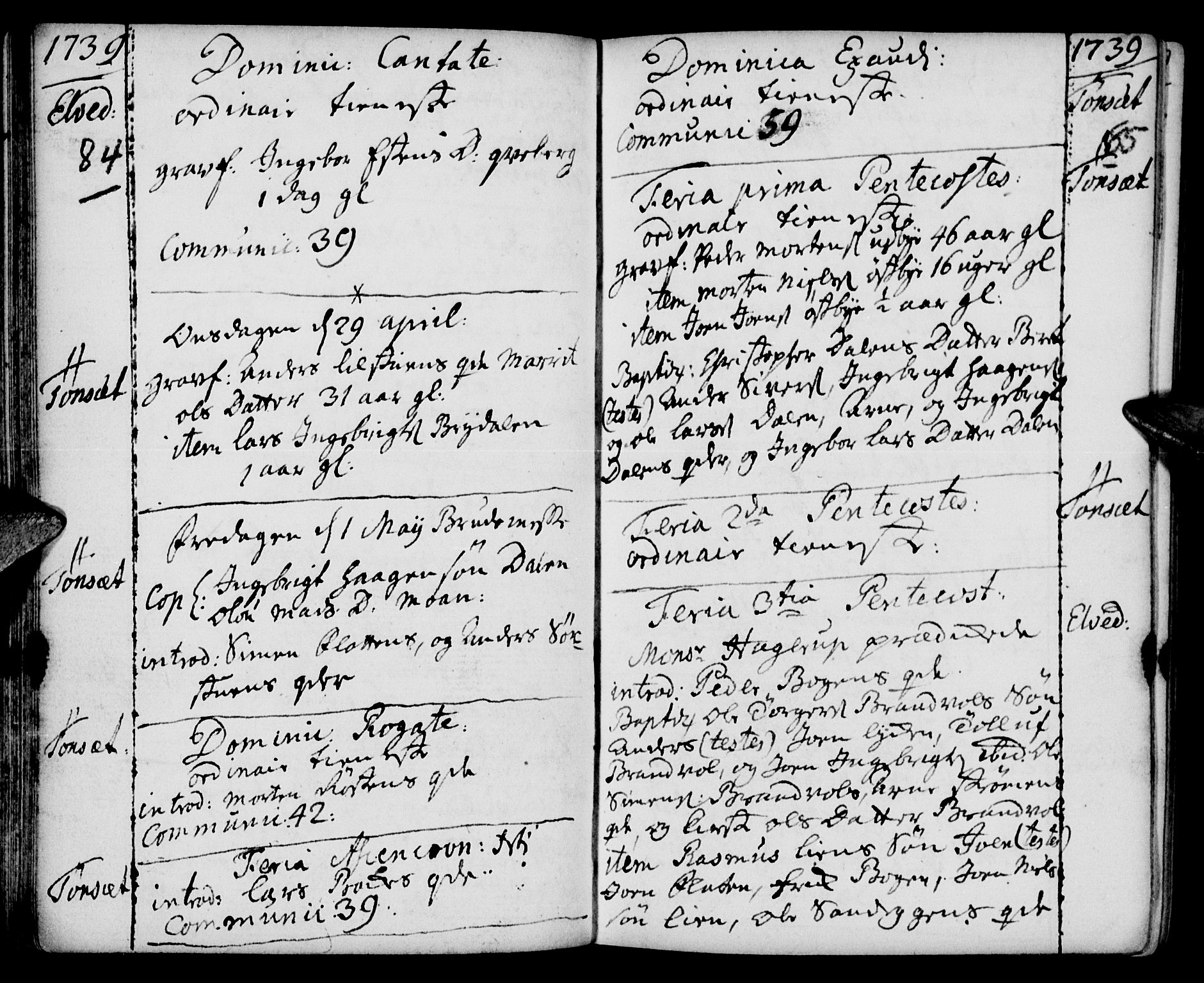 Tynset prestekontor, SAH/PREST-058/H/Ha/Haa/L0002: Parish register (official) no. 2, 1737-1767, p. 84-85