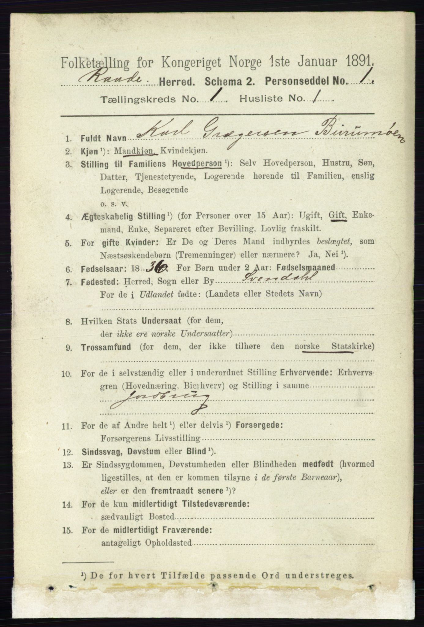 RA, 1891 census for 0135 Råde, 1891, p. 99