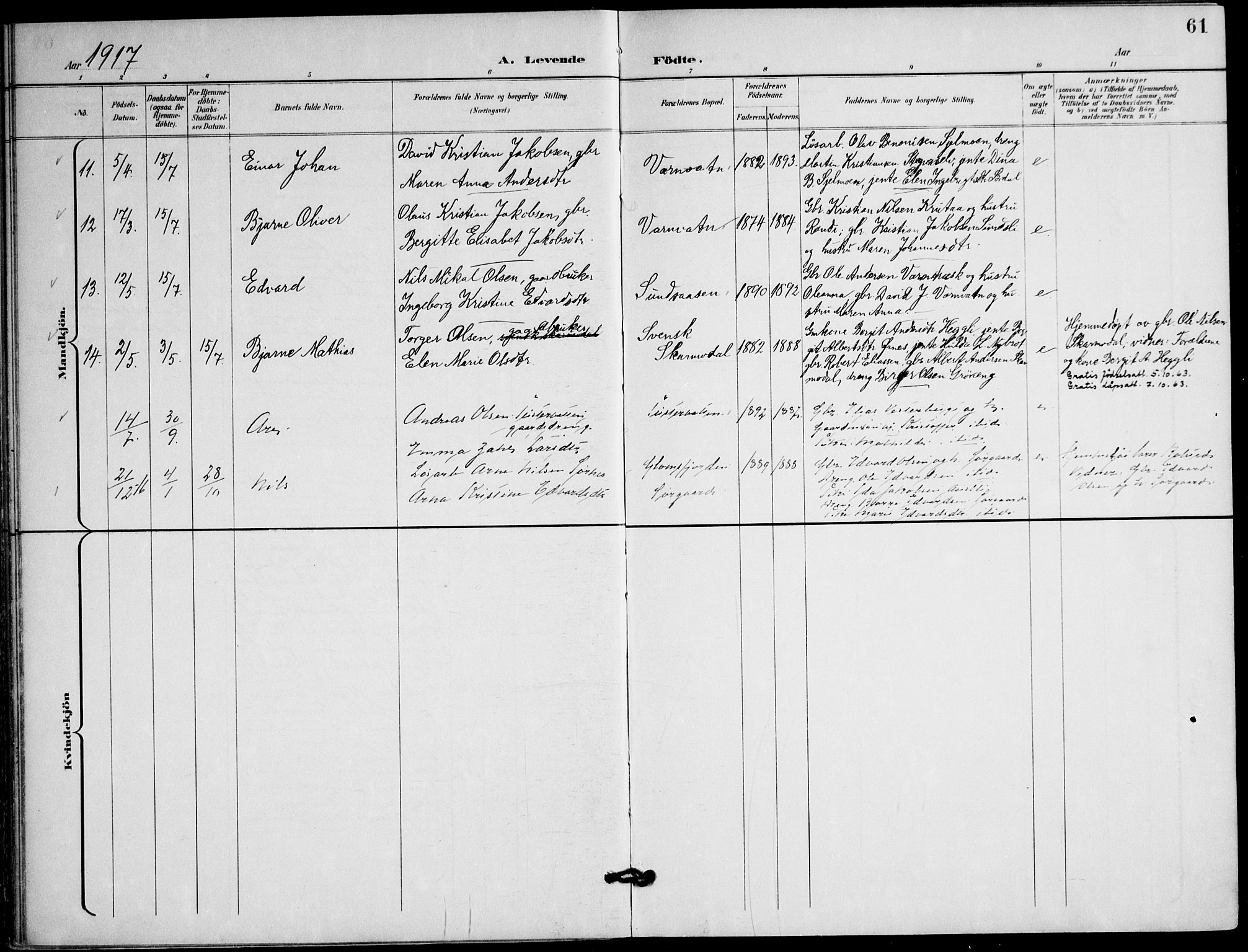 Ministerialprotokoller, klokkerbøker og fødselsregistre - Nordland, AV/SAT-A-1459/823/L0326: Parish register (official) no. 823A03, 1899-1919, p. 61