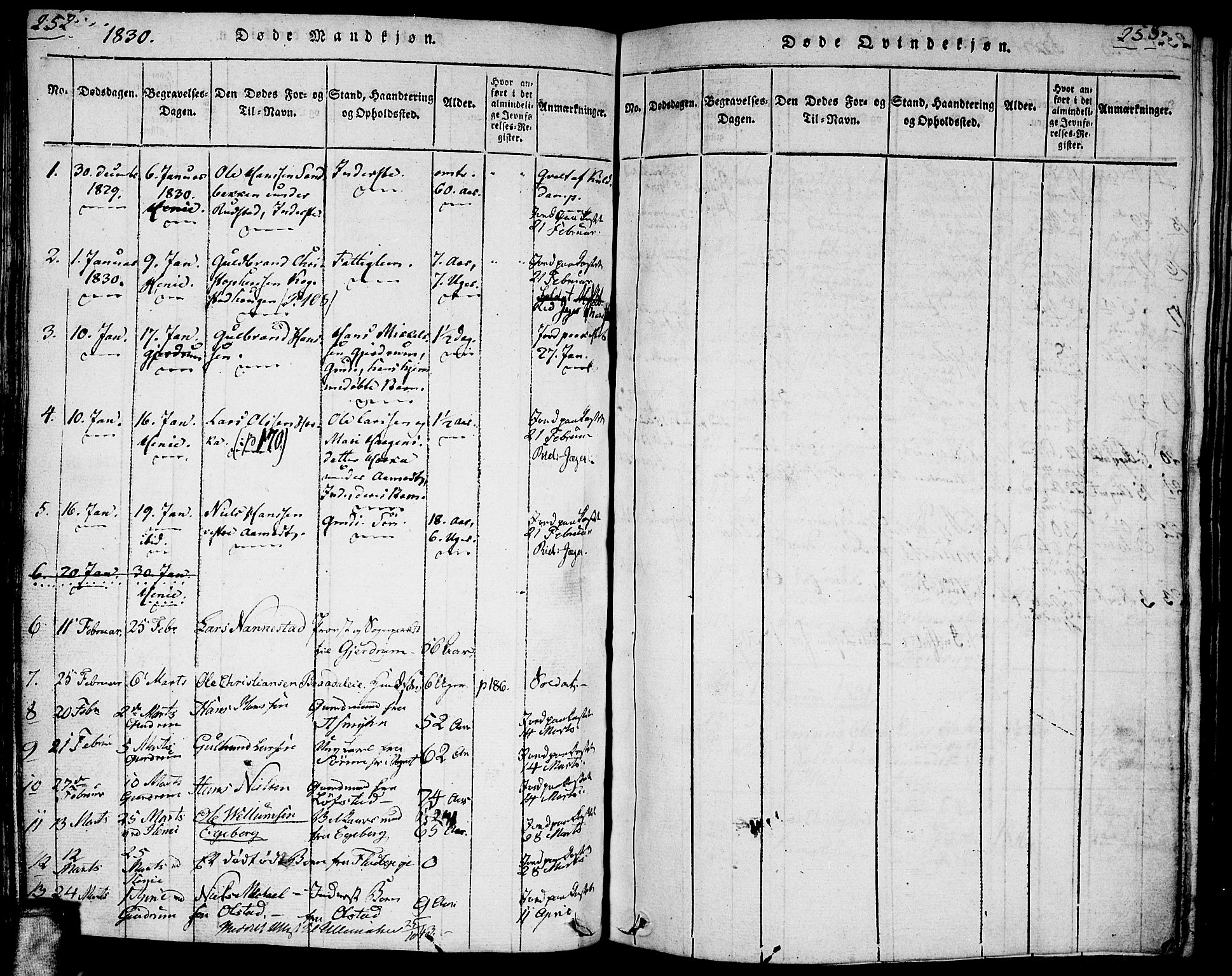 Gjerdrum prestekontor Kirkebøker, AV/SAO-A-10412b/G/Ga/L0001: Parish register (copy) no. I 1, 1816-1837, p. 252-253