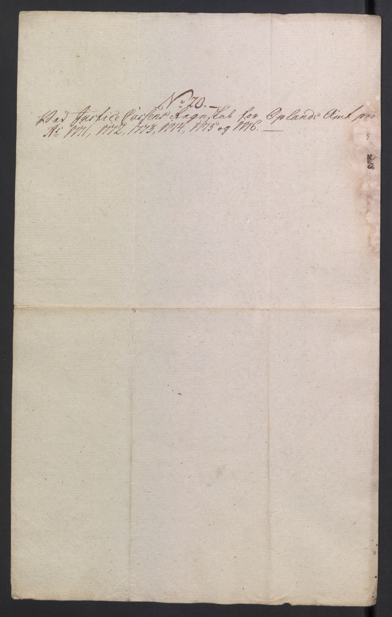 Rentekammeret inntil 1814, Reviderte regnskaper, Mindre regnskaper, AV/RA-EA-4068/Rb/L0014: Opplands amt, 1771-1779, p. 163