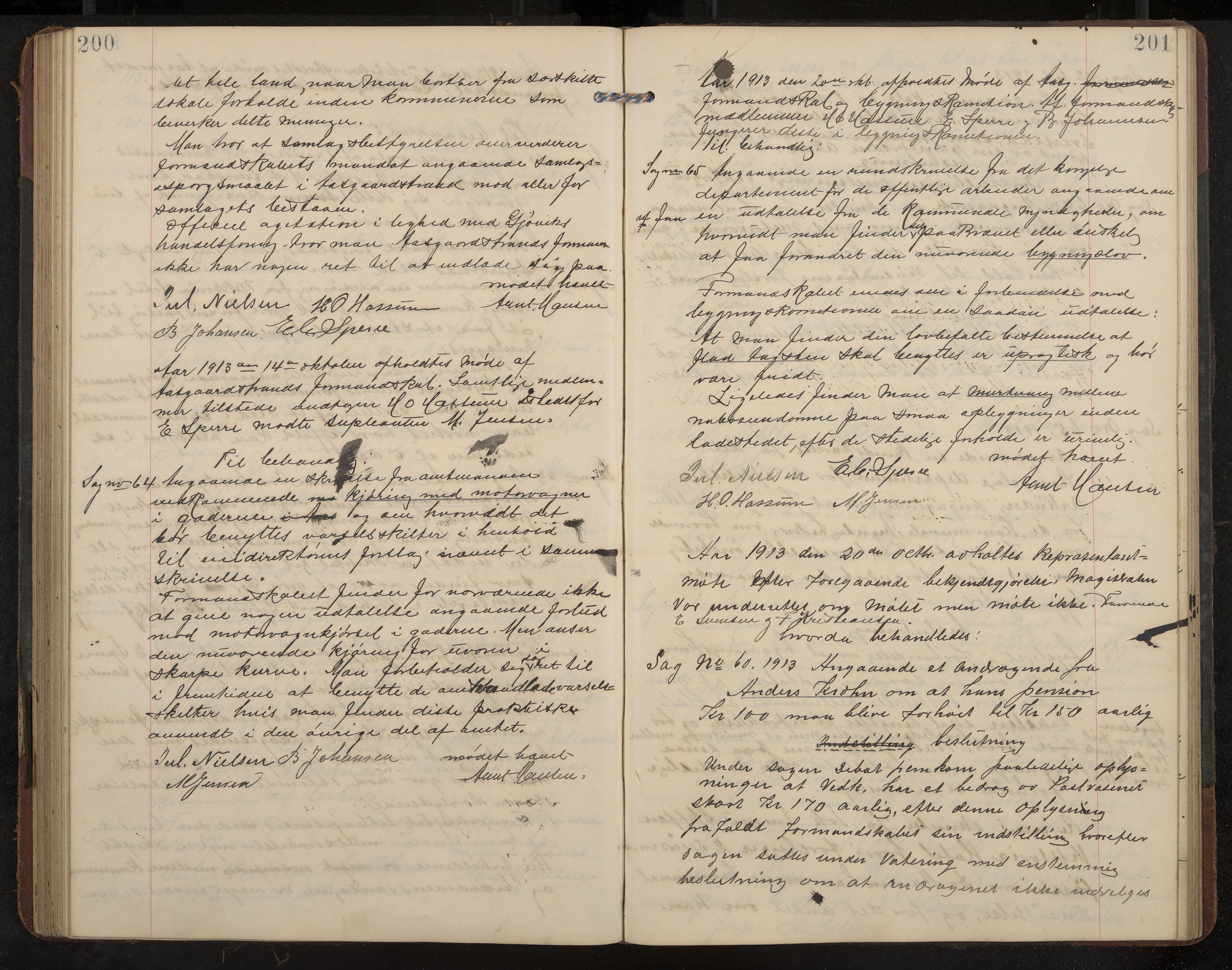 Åsgårdstrand formannskap og sentraladministrasjon, IKAK/0704021/A/L0004: Møtebok med register, 1908-1915, p. 200-201