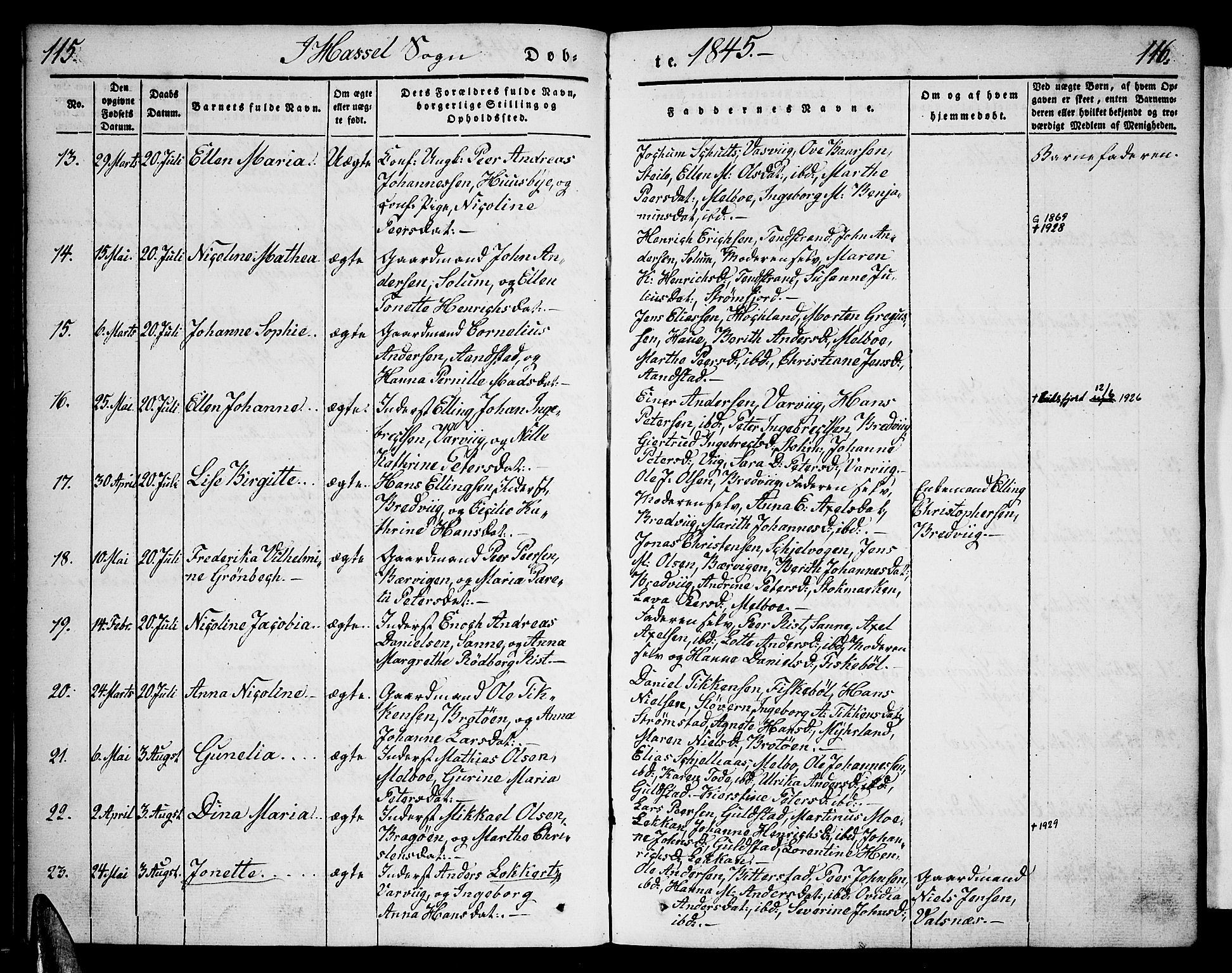 Ministerialprotokoller, klokkerbøker og fødselsregistre - Nordland, SAT/A-1459/888/L1239: Parish register (official) no. 888A06 /1, 1837-1849, p. 115-116