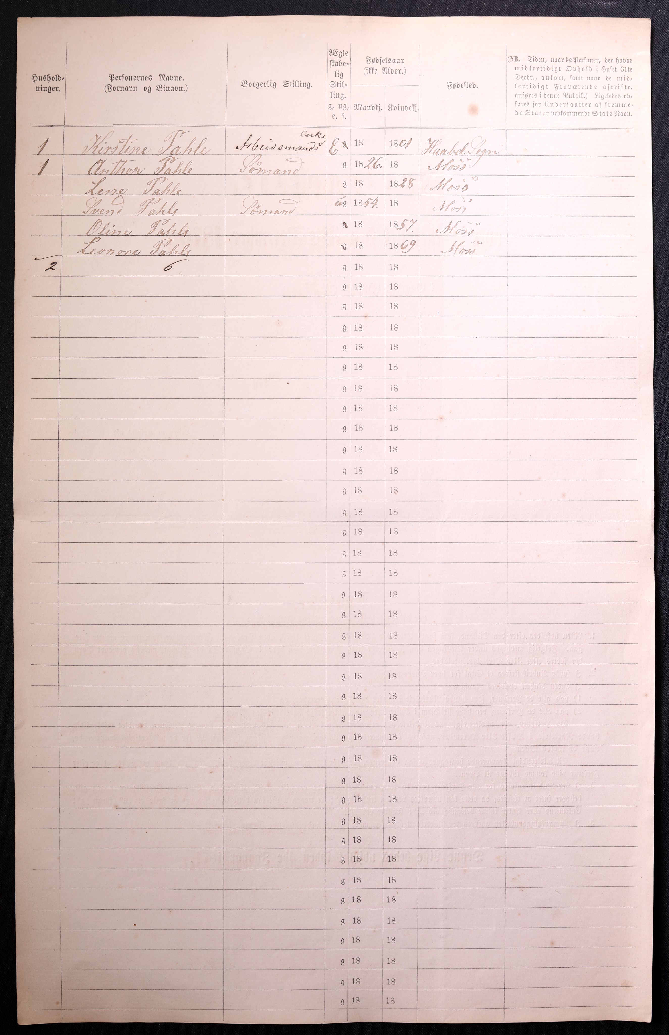 RA, 1870 census for 0104 Moss, 1870, p. 720