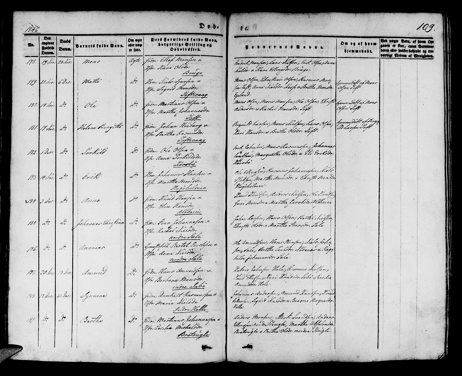 Manger sokneprestembete, AV/SAB-A-76801/H/Haa: Parish register (official) no. A 5, 1839-1848, p. 109