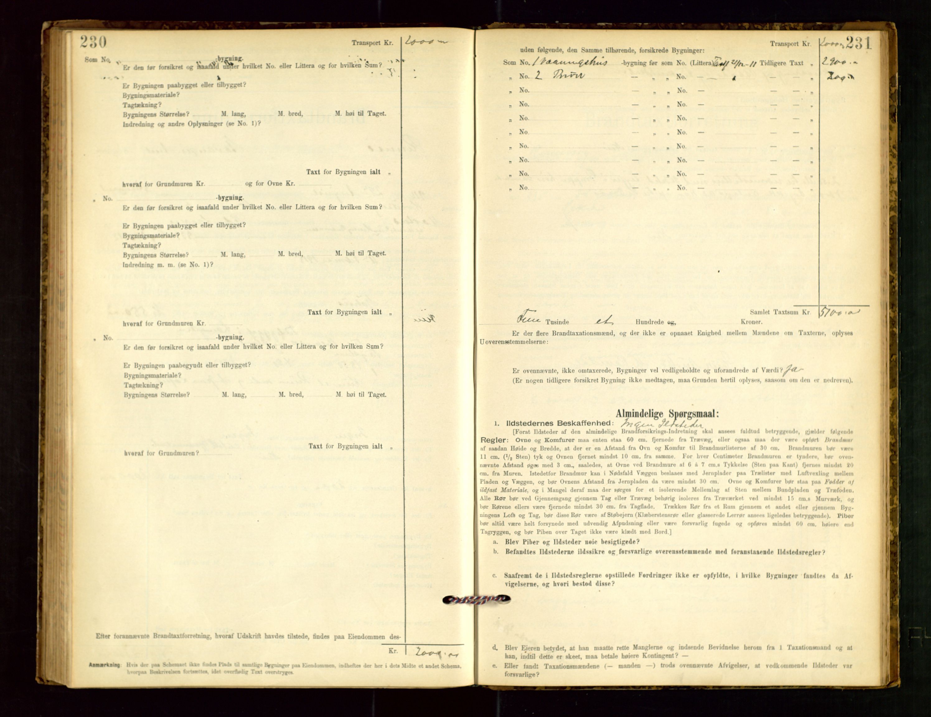 Rennesøy lensmannskontor, SAST/A-100165/Gob/L0001: Branntakstprotokoll - skjematakst, 1900-1956, p. 230-231