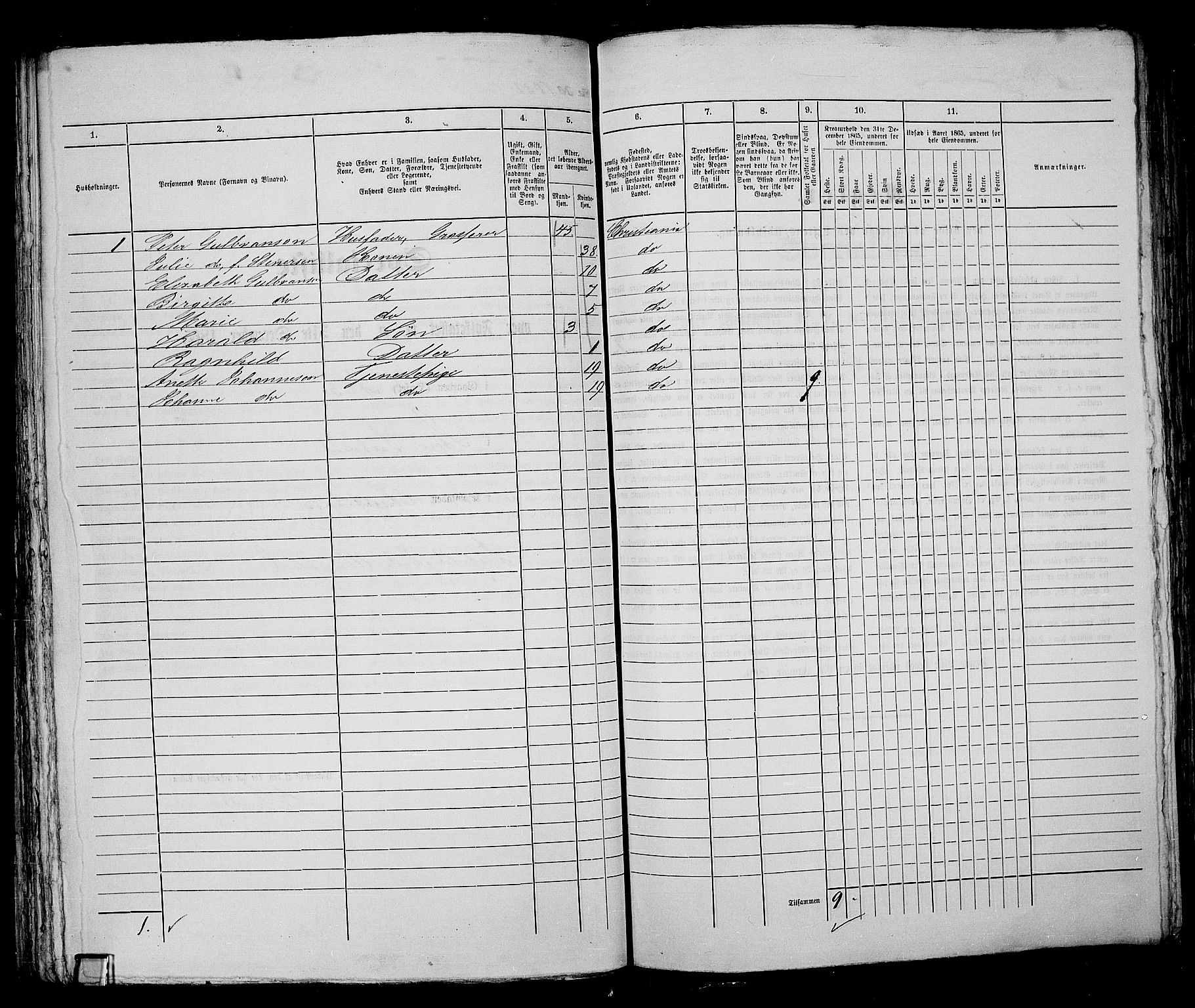 RA, 1865 census for Kristiania, 1865, p. 2447