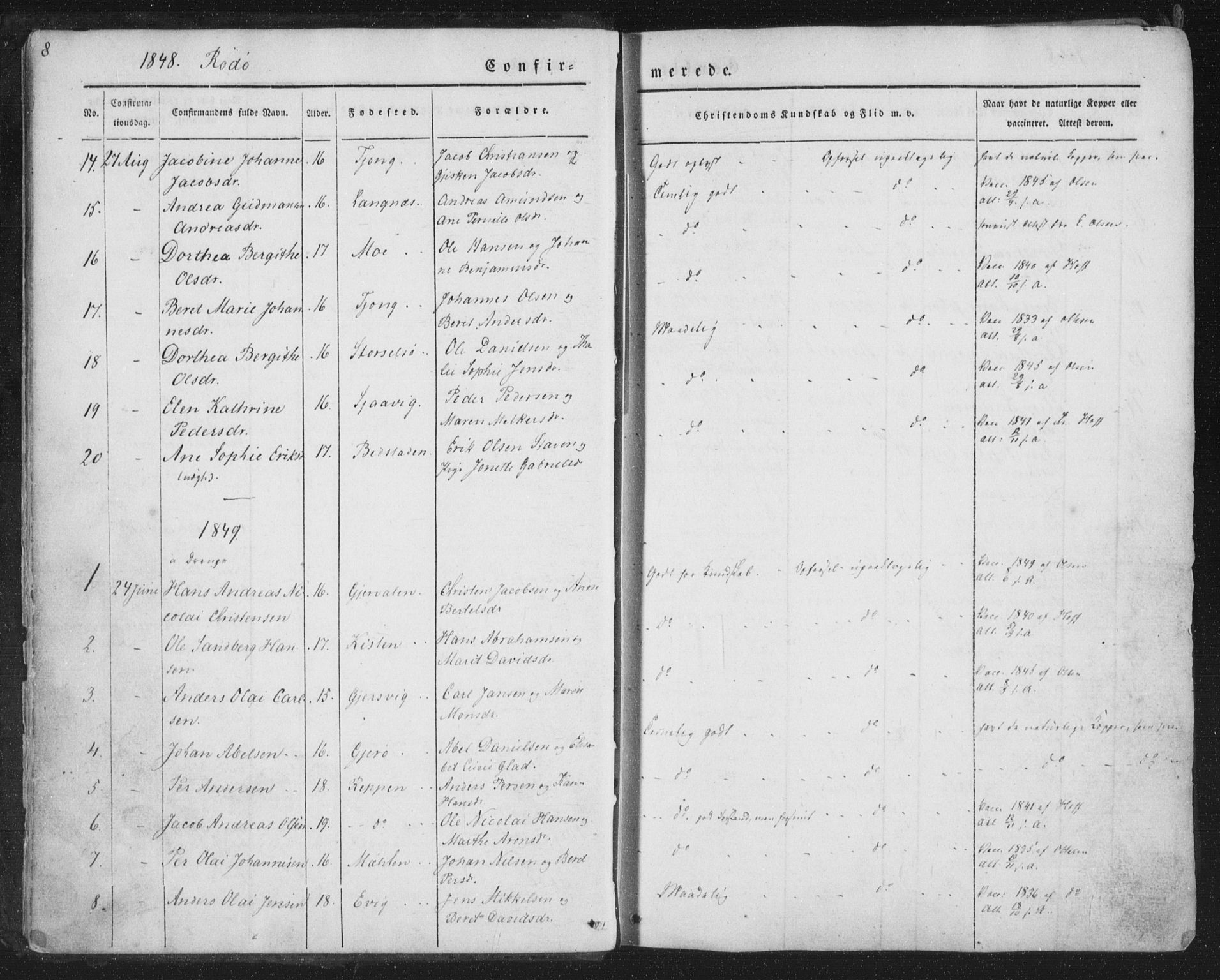 Ministerialprotokoller, klokkerbøker og fødselsregistre - Nordland, SAT/A-1459/841/L0604: Parish register (official) no. 841A09 /1, 1845-1862, p. 8