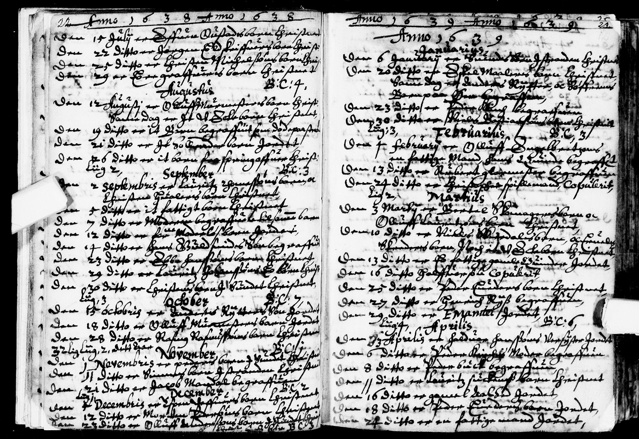 Bragernes kirkebøker, AV/SAKO-A-6/F/Fa/L0001: Parish register (official) no. I 1, 1634-1662, p. 22-23