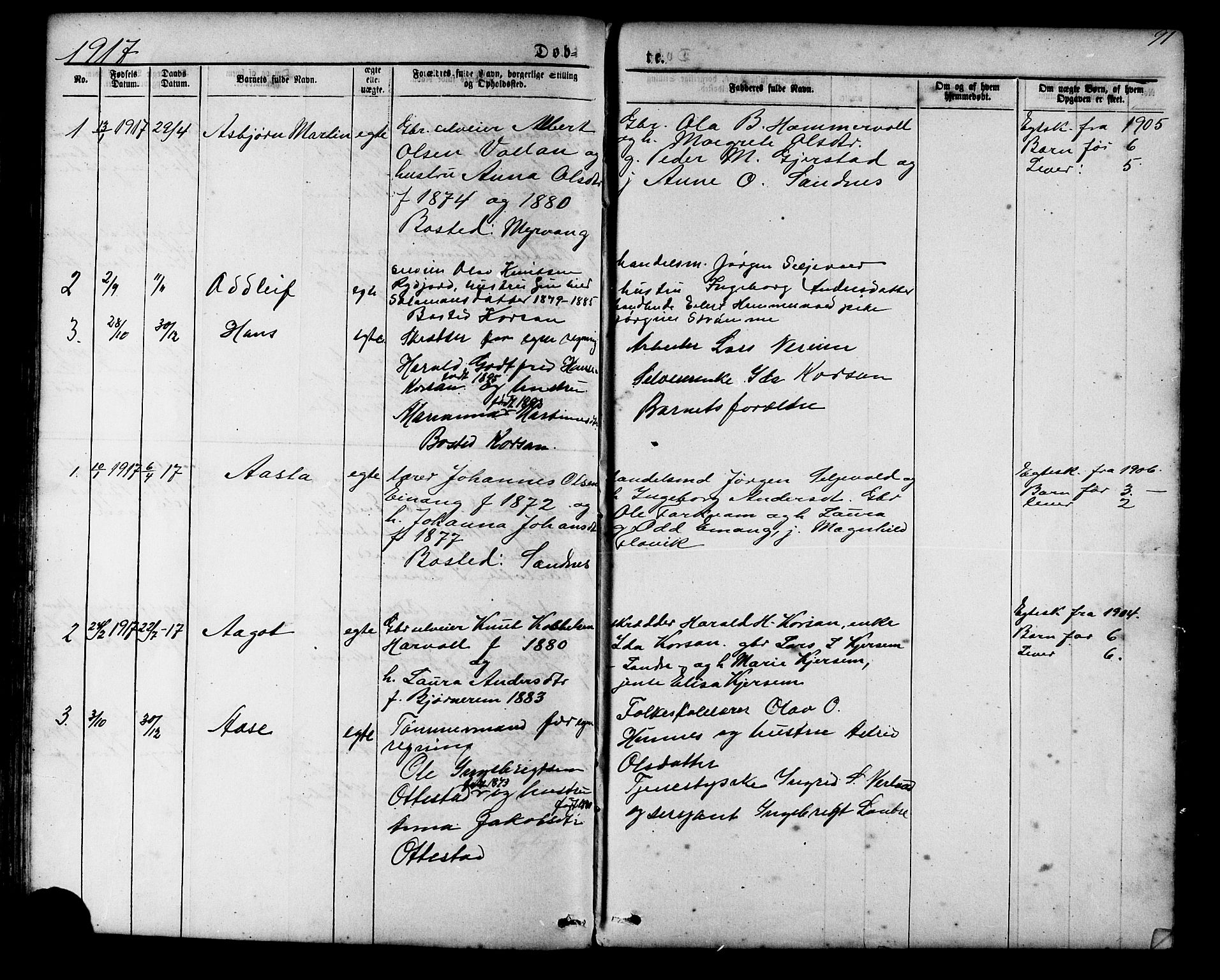 Ministerialprotokoller, klokkerbøker og fødselsregistre - Møre og Romsdal, SAT/A-1454/548/L0614: Parish register (copy) no. 548C02, 1867-1917, p. 91
