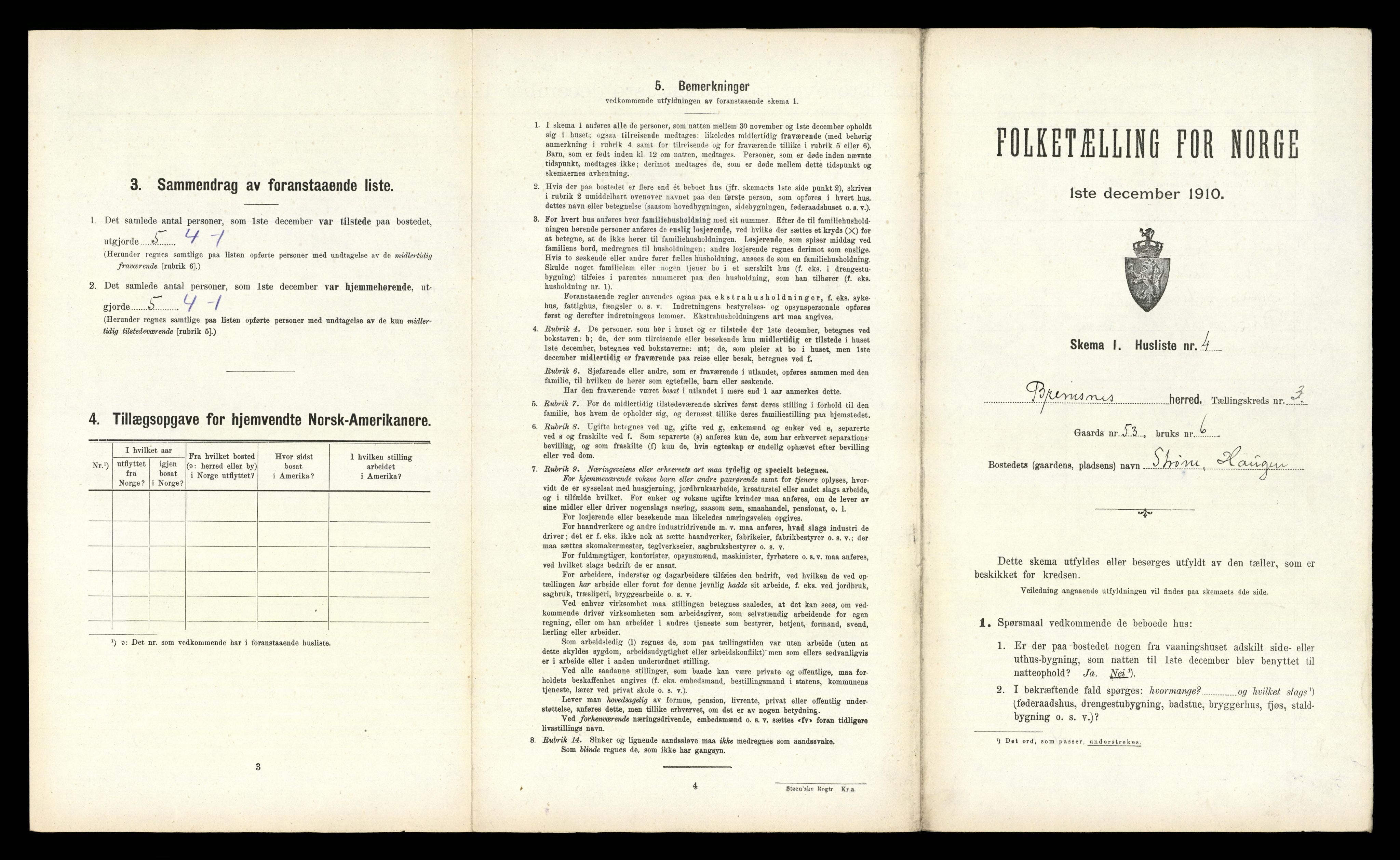 RA, 1910 census for Bremsnes, 1910, p. 376