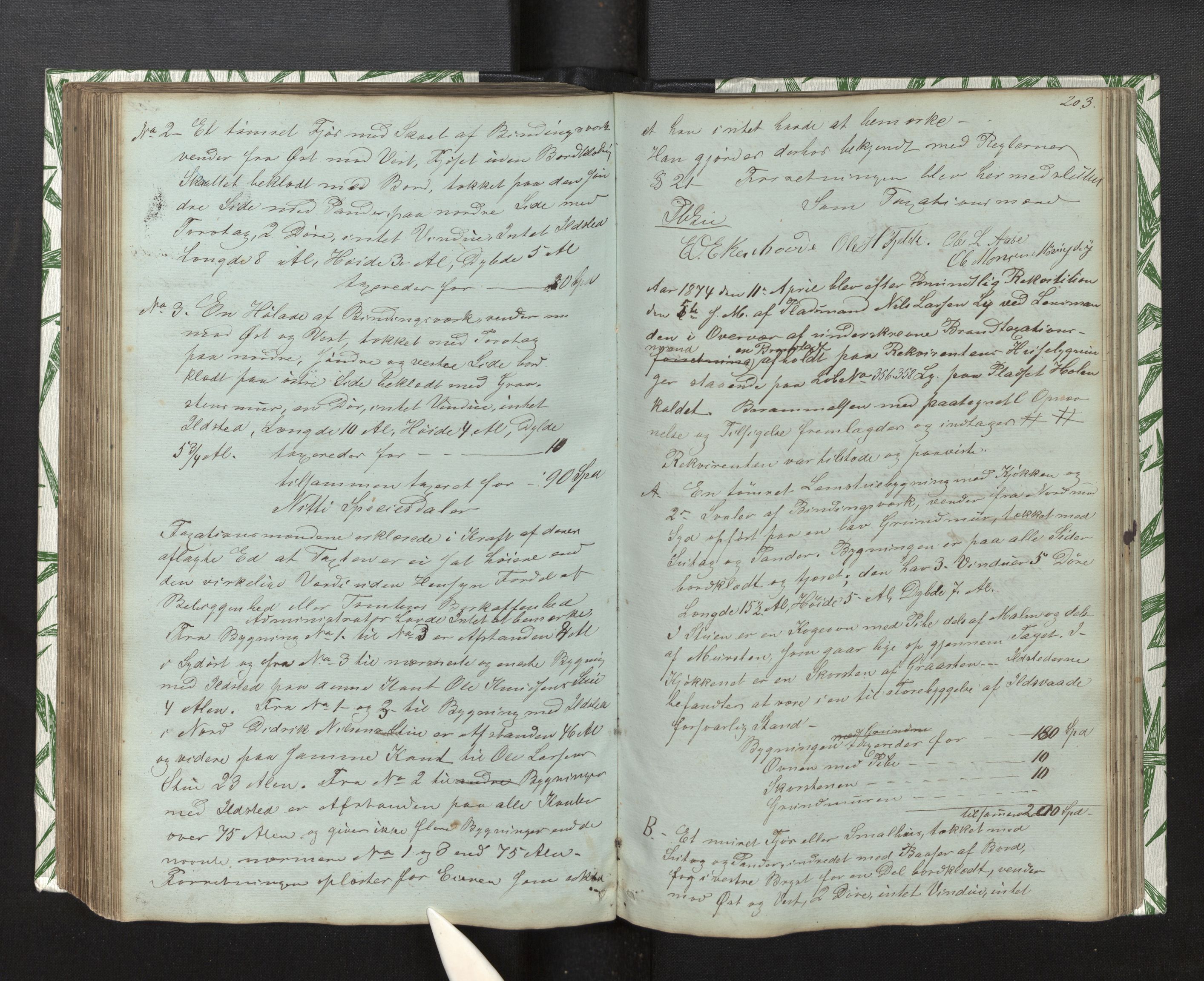 Lensmannen i Fjell, AV/SAB-A-32301/0012/L0001: Branntakstprotokoll, 1846-1877, p. 202b-203a