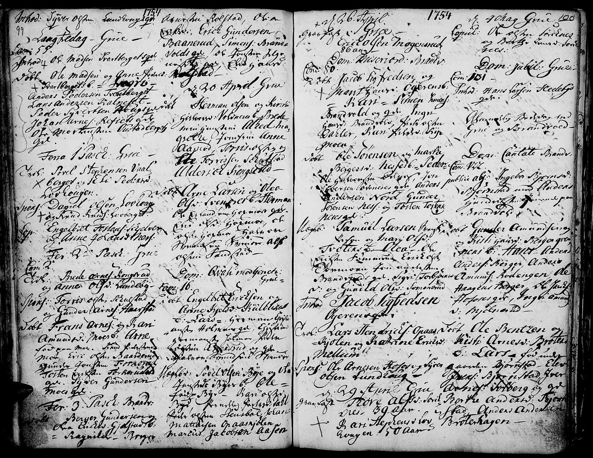 Grue prestekontor, AV/SAH-PREST-036/H/Ha/Haa/L0002: Parish register (official) no. 2, 1749-1774, p. 99-100