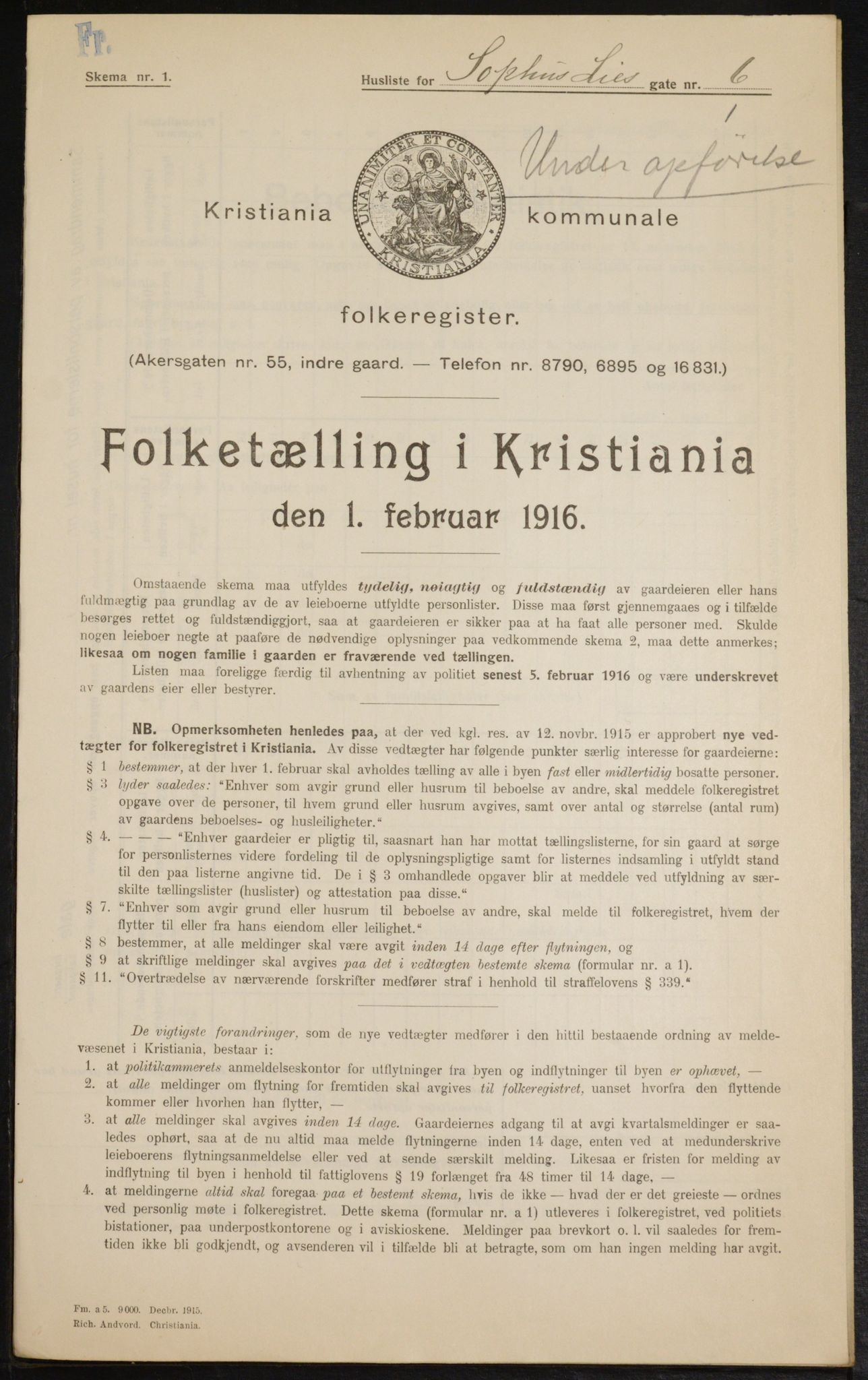 OBA, Municipal Census 1916 for Kristiania, 1916, p. 102265