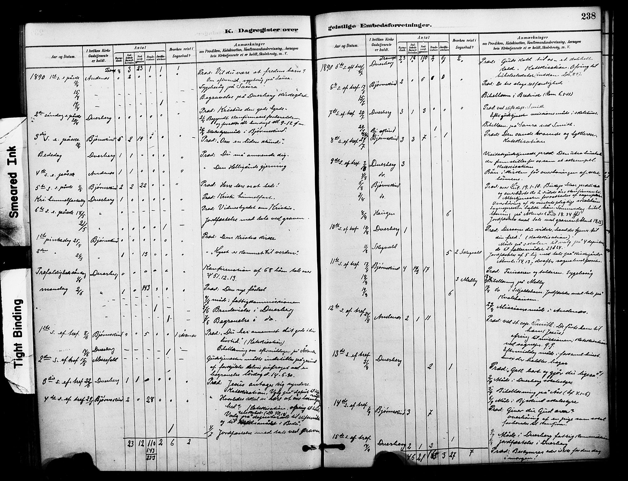 Ministerialprotokoller, klokkerbøker og fødselsregistre - Nordland, AV/SAT-A-1459/897/L1399: Parish register (official) no. 897C06, 1881-1896, p. 238