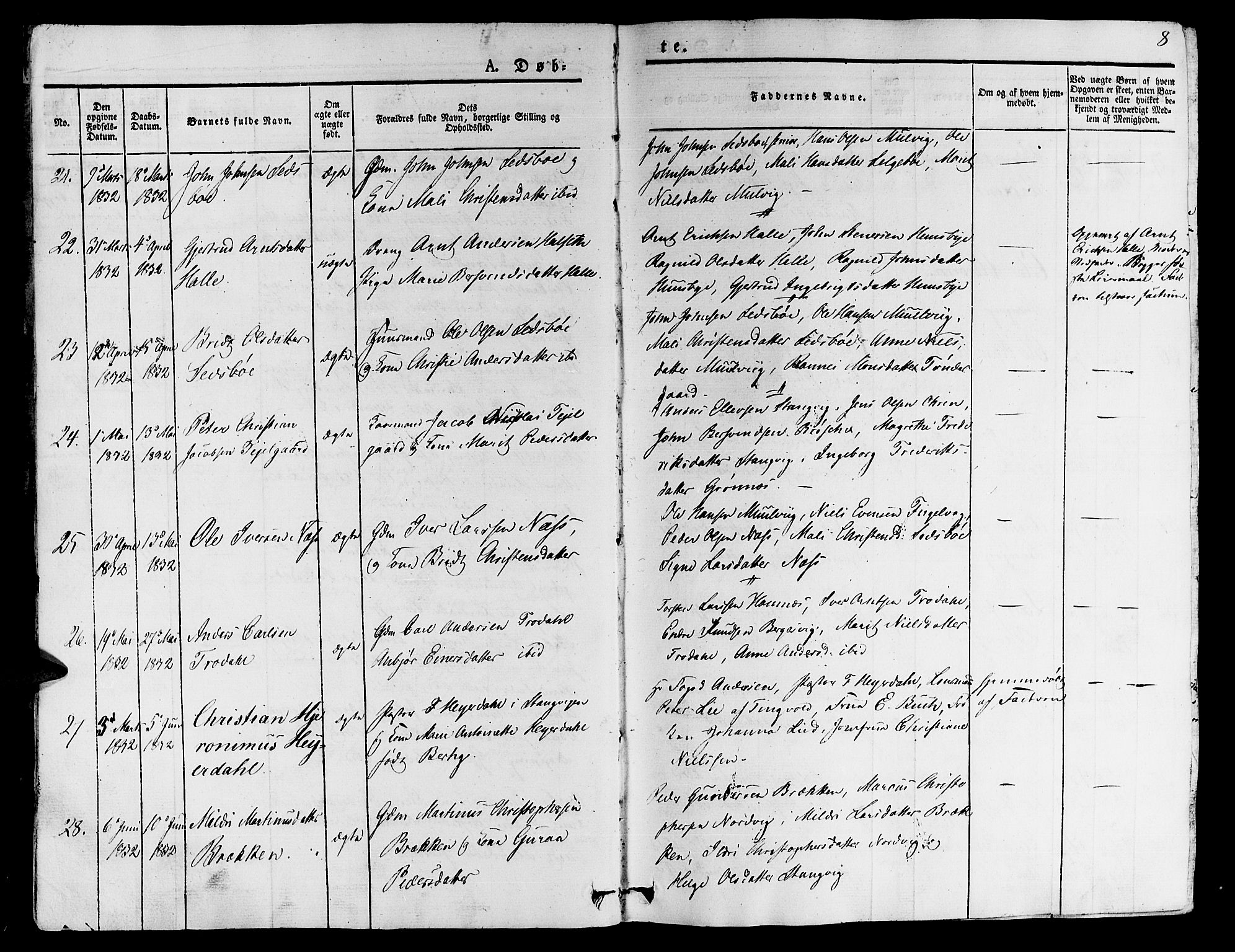 Ministerialprotokoller, klokkerbøker og fødselsregistre - Møre og Romsdal, AV/SAT-A-1454/592/L1024: Parish register (official) no. 592A03 /1, 1831-1849, p. 8