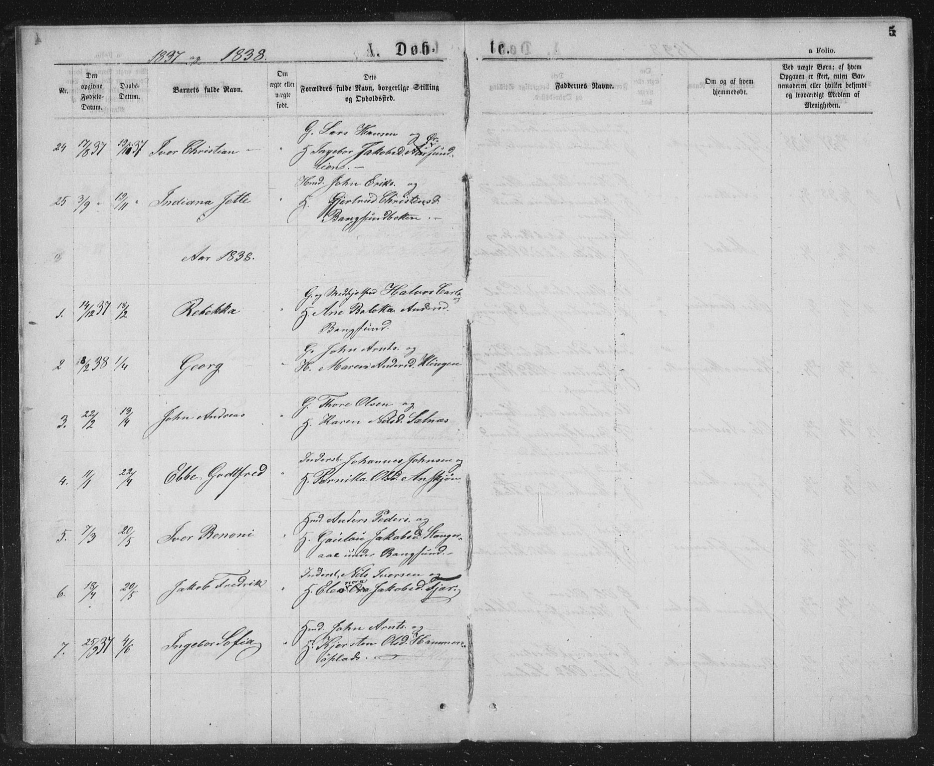 Ministerialprotokoller, klokkerbøker og fødselsregistre - Nord-Trøndelag, SAT/A-1458/768/L0566: Parish register (official) no. 768A01, 1836-1865, p. 5
