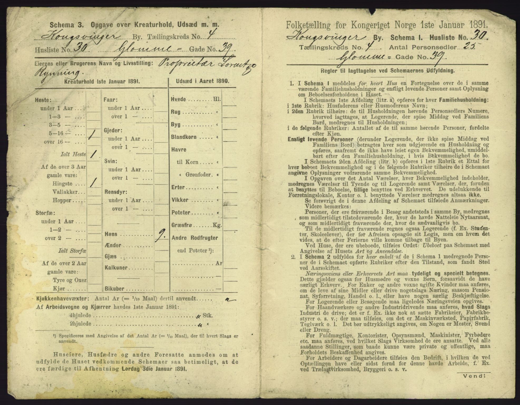 RA, 1891 census for 0402 Kongsvinger, 1891, p. 307